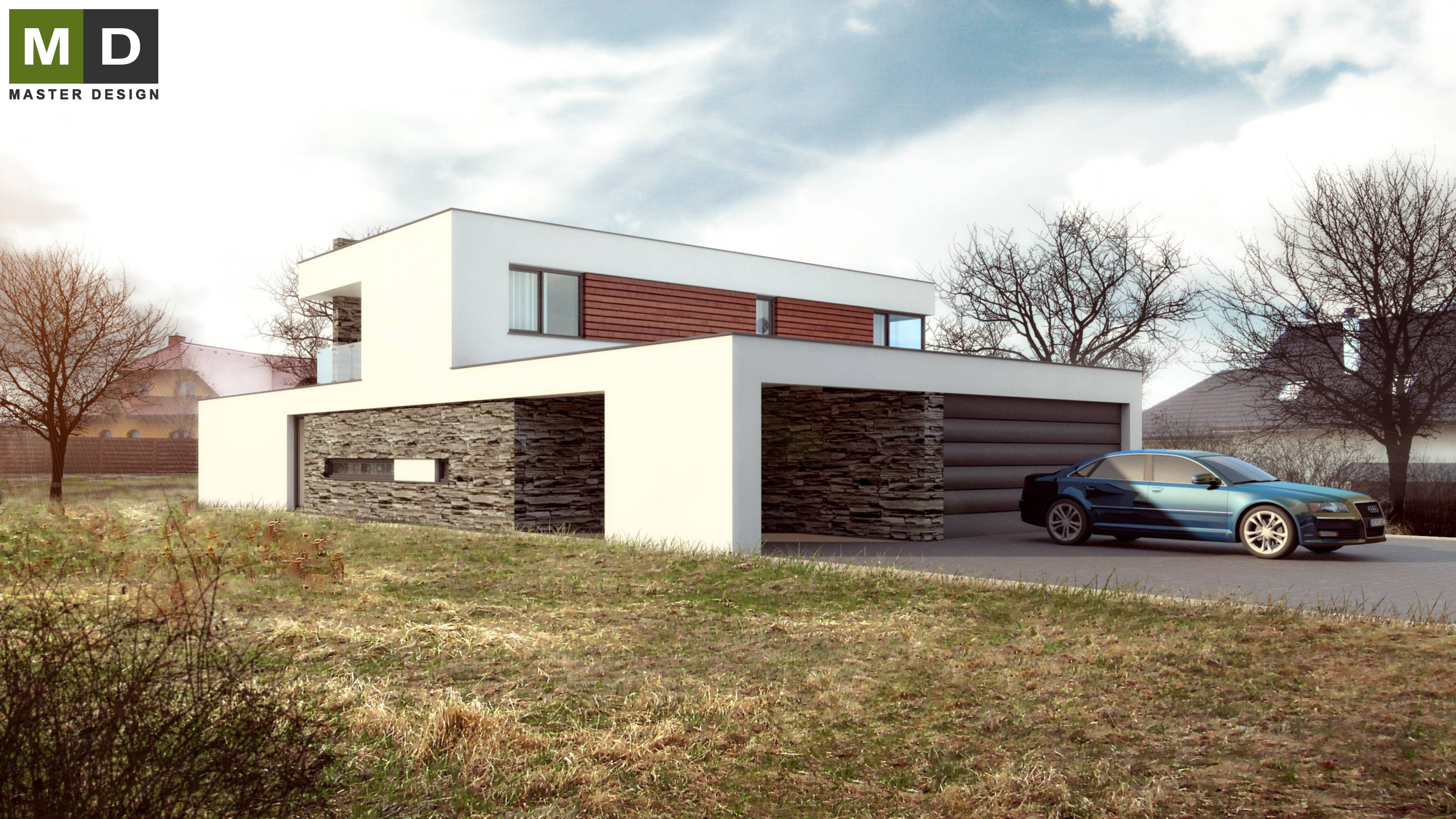 Vizualizace 2 - Luxusní nízkoenergetický dům s plochou střechou - Zlín Vizualizace 2 - Luxusní nízkoenergetický dům s plochou střechou - Zlín