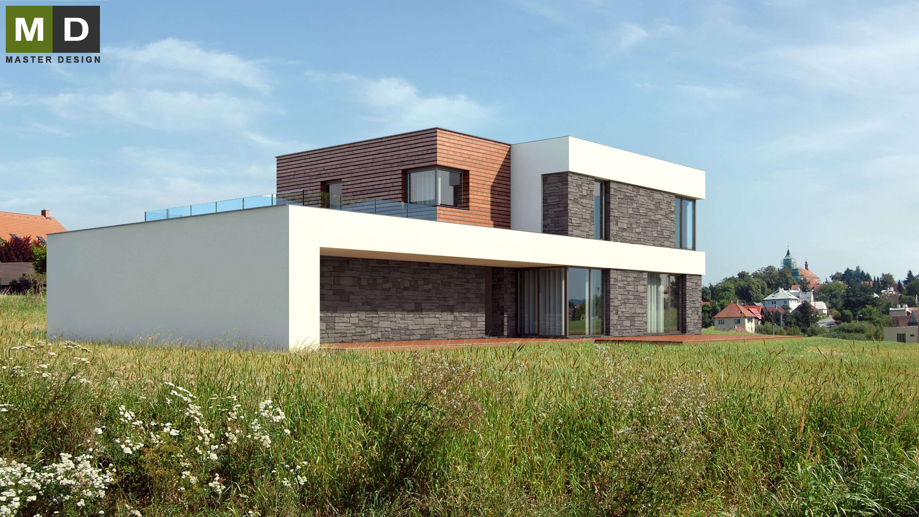 Vizualizace 1 - Luxusní dům s garáží a výhledem na kostel - Kostelec u Zlína Vizualizace 1 - Luxusní dům s garáží a výhledem na kostel - Kostelec u Zlína