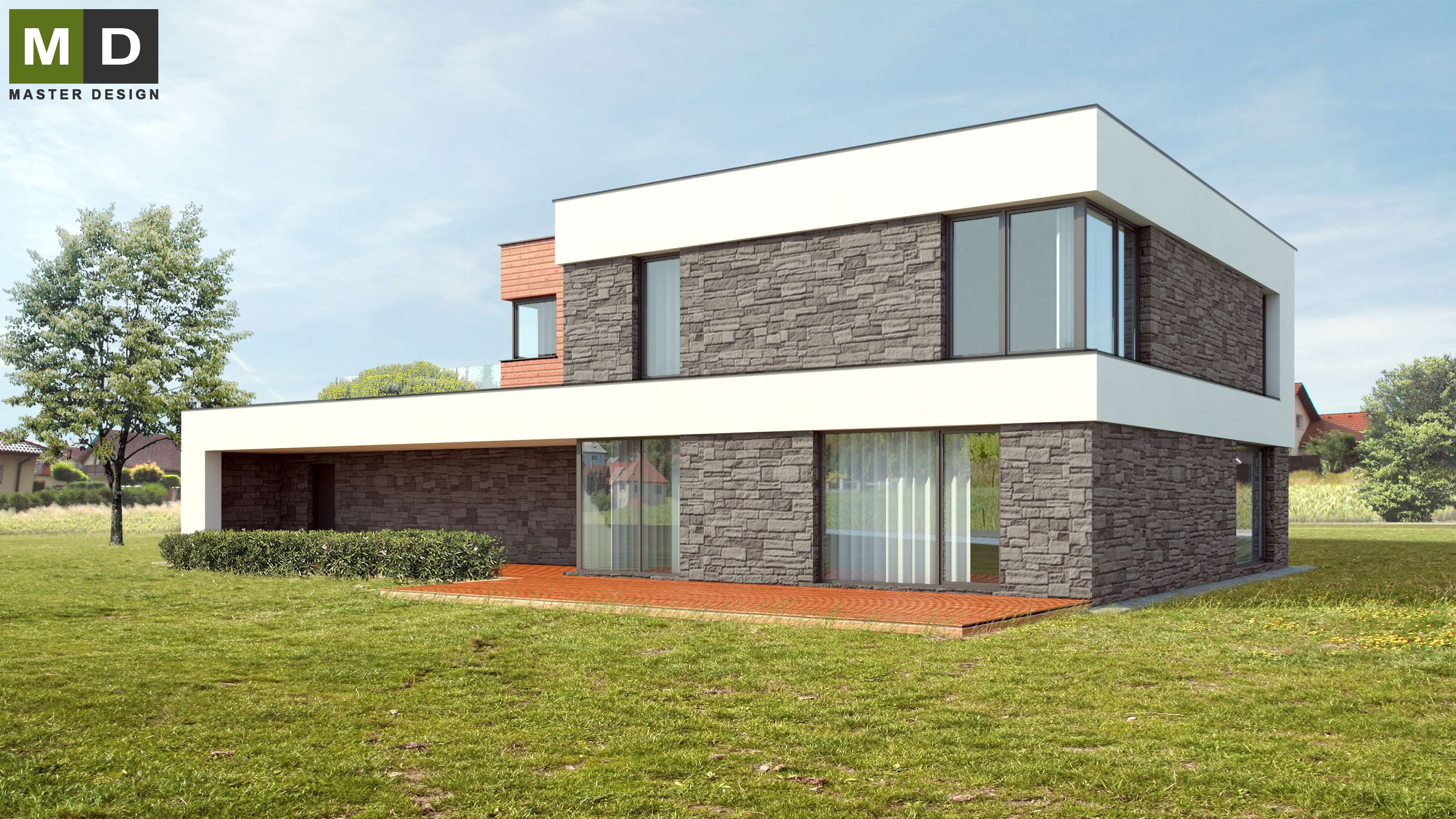 Vizualizace 2 - Luxusní dům s garáží a výhledem na kostel - Kostelec u Zlína Vizualizace 2 - Luxusní dům s garáží a výhledem na kostel - Kostelec u Zlína