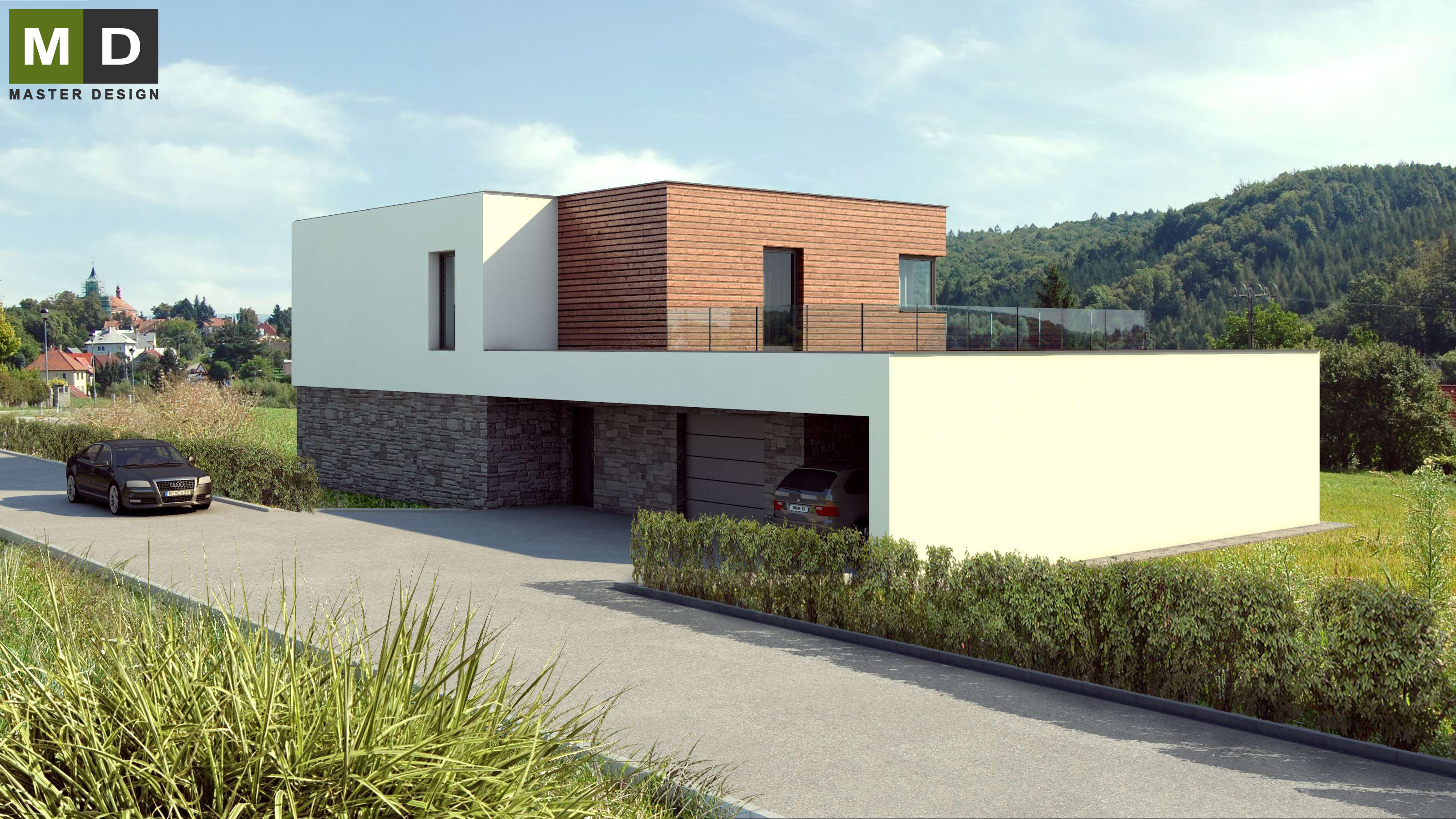 Vizualizace 3 - Luxusní dům s garáží a výhledem na kostel - Kostelec u Zlína Vizualizace 3 - Luxusní dům s garáží a výhledem na kostel - Kostelec u Zlína