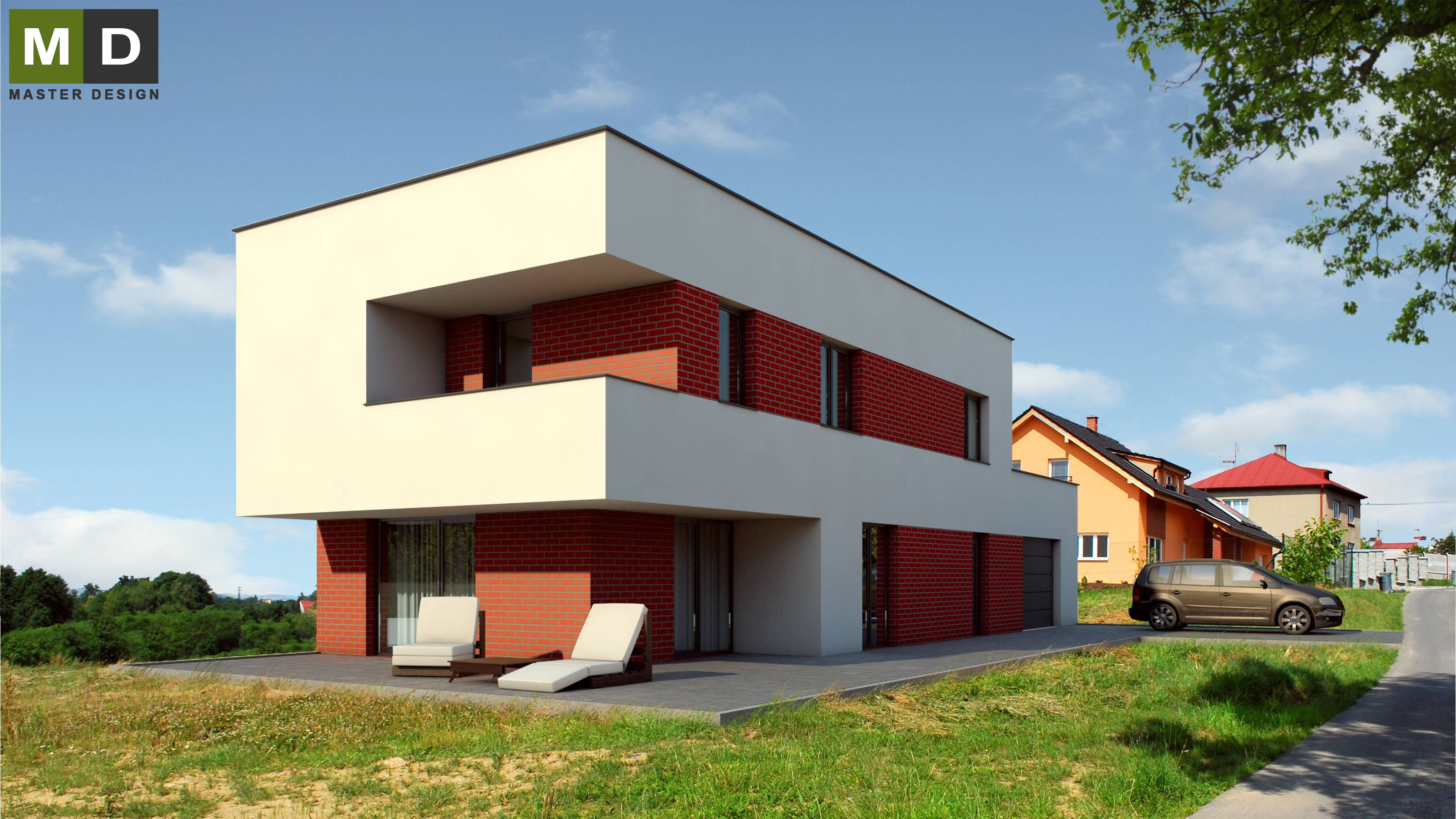 Vizualizace  - Elegantní pasivní dům s balkónem a garáží - Orlová