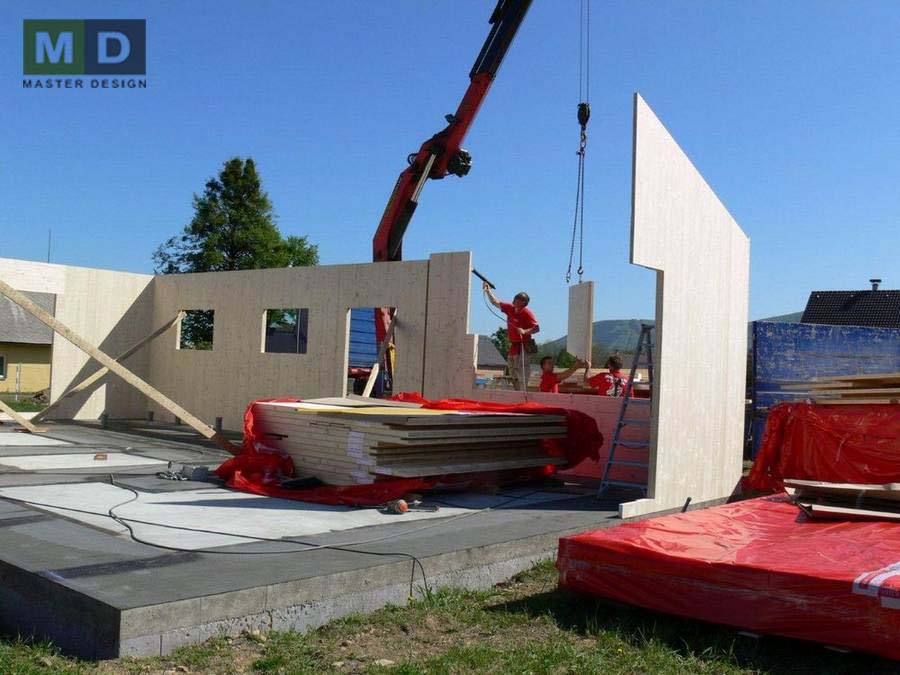 Vizualizace 3 - Realizace - Přízemní dřevostavba s obytným podkrovím Trojanovice u Beskyd