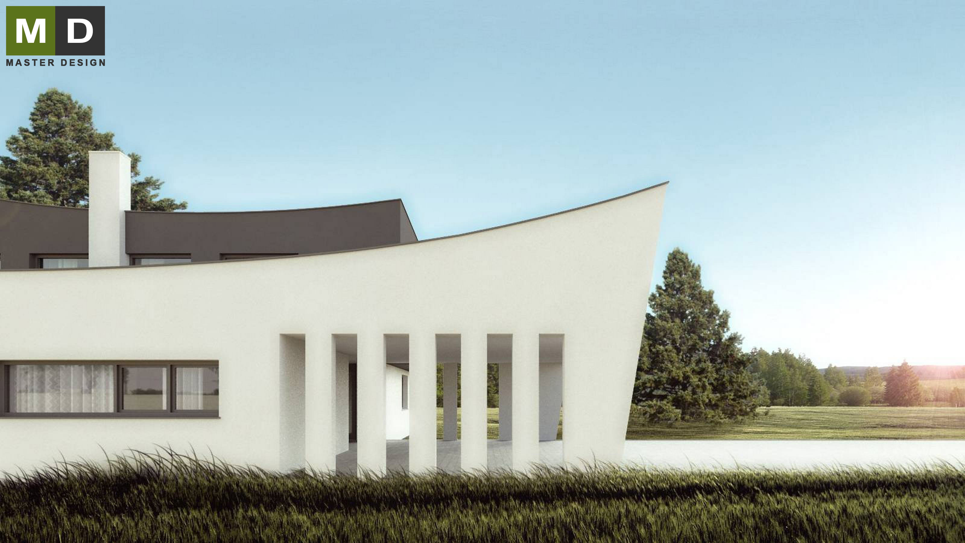 Vizualizace 4 - Atypický dům s prohnutou střechou - Budišovice u Ostravy