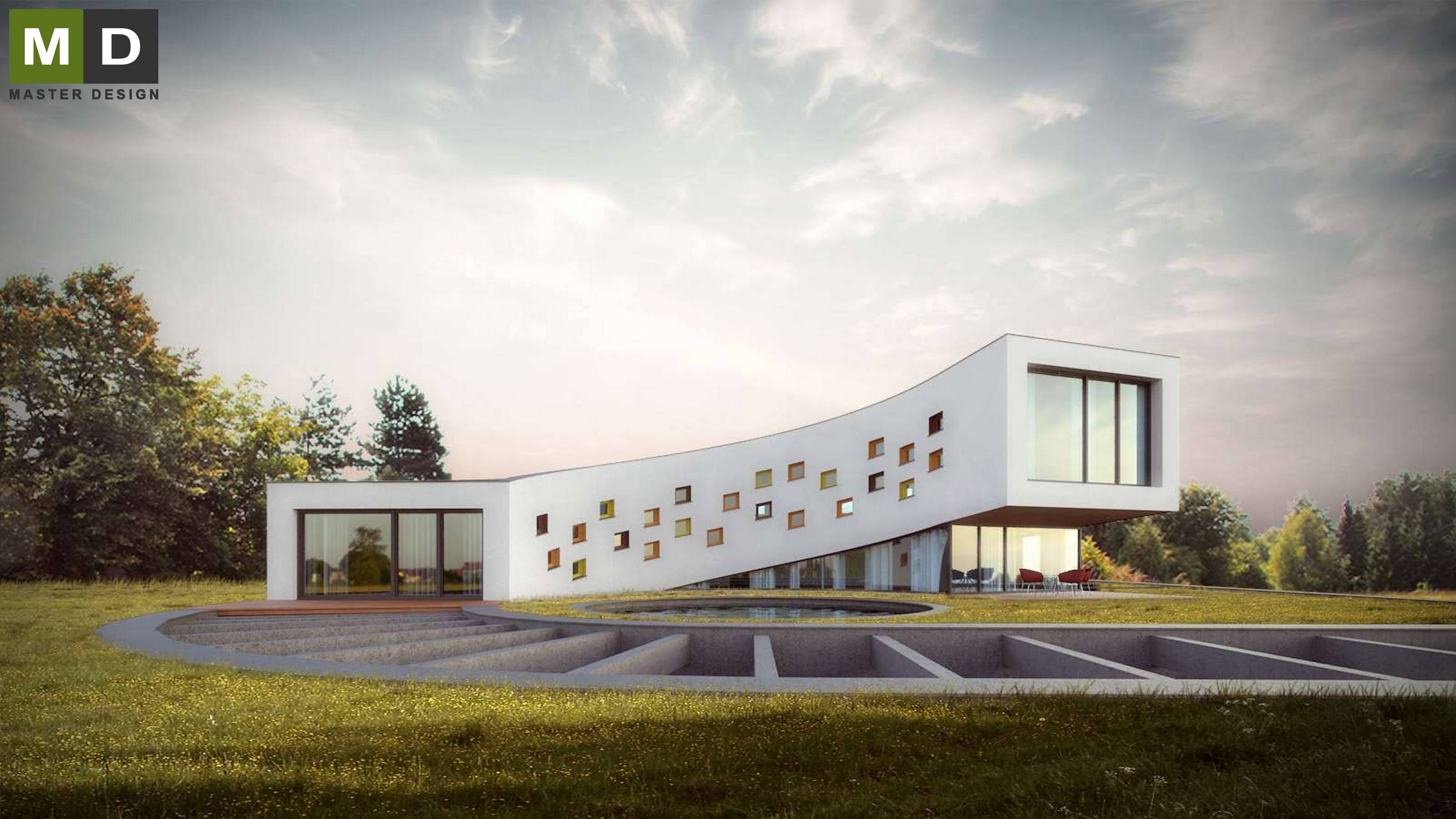 Vizualizace 1 - Luxusní atypická vila do oblouku - Hradec Králové Vizualizace 1 - Luxusní atypická vila do oblouku - Hradec Králové