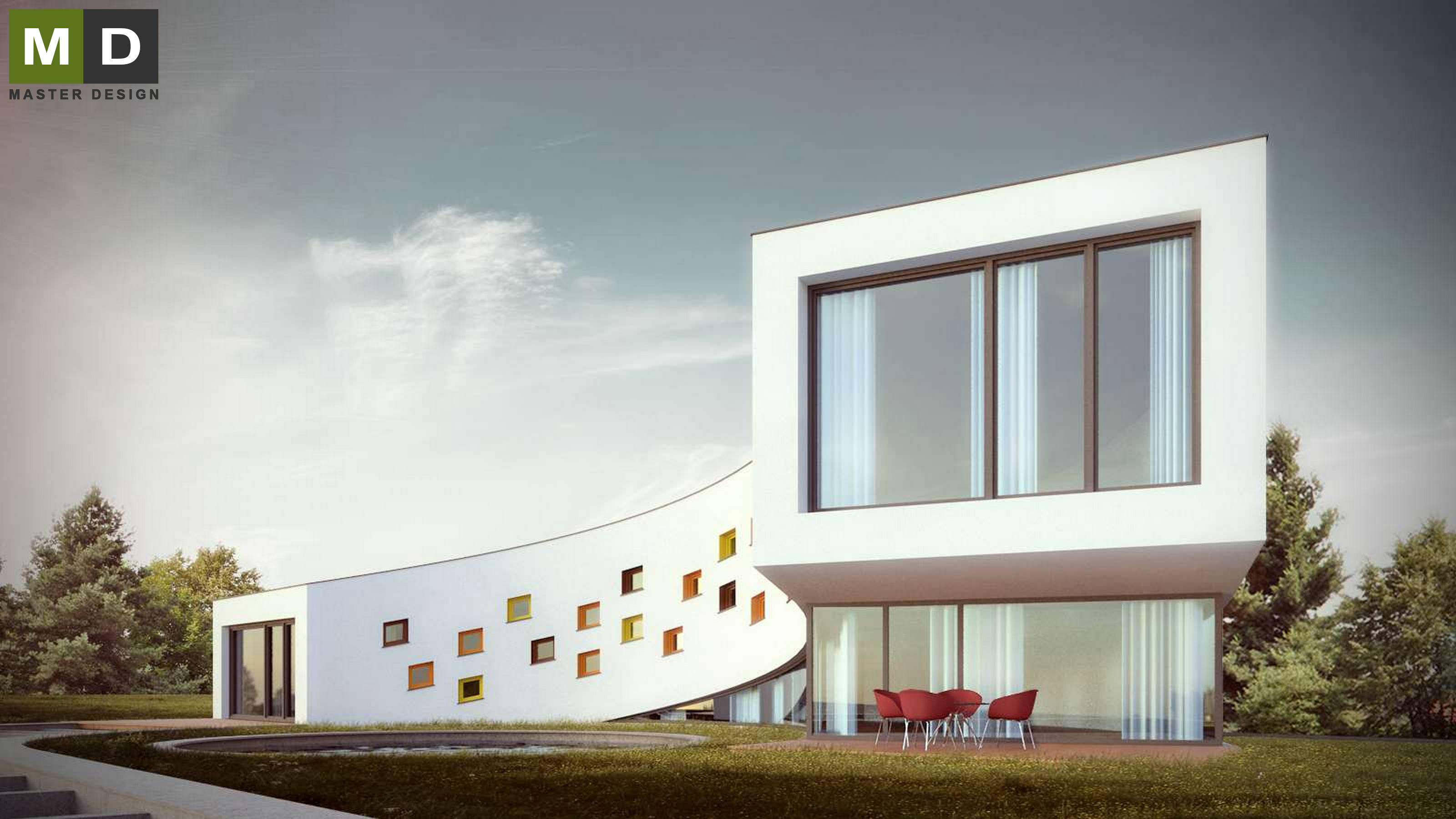 Vizualizace 4 - Luxusní atypická vila do oblouku - Hradec Králové Vizualizace 4 - Luxusní atypická vila do oblouku - Hradec Králové