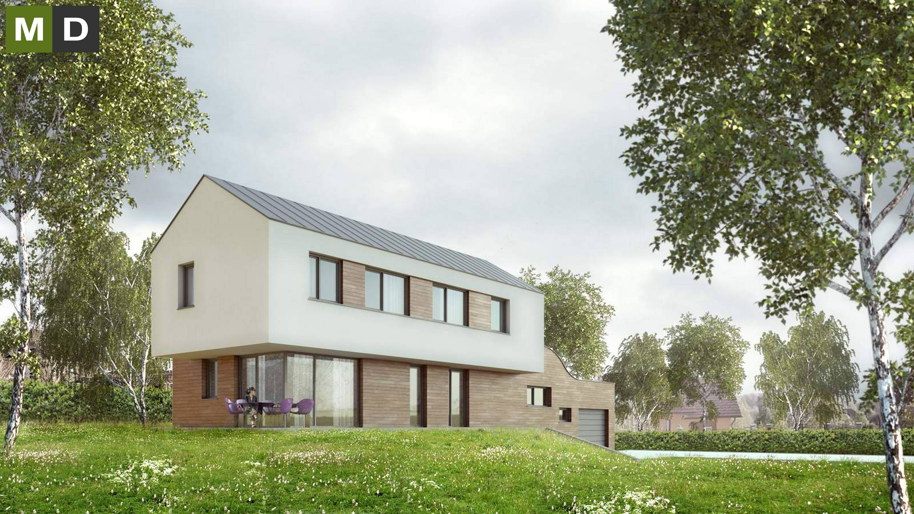 Vizualizace 2 - Nízkoenergetický dům s vlnou a obytným podkrovím - Krmelín u Ostravy Vizualizace 2 - Nízkoenergetický dům s vlnou a obytným podkrovím - Krmelín u Ostravy
