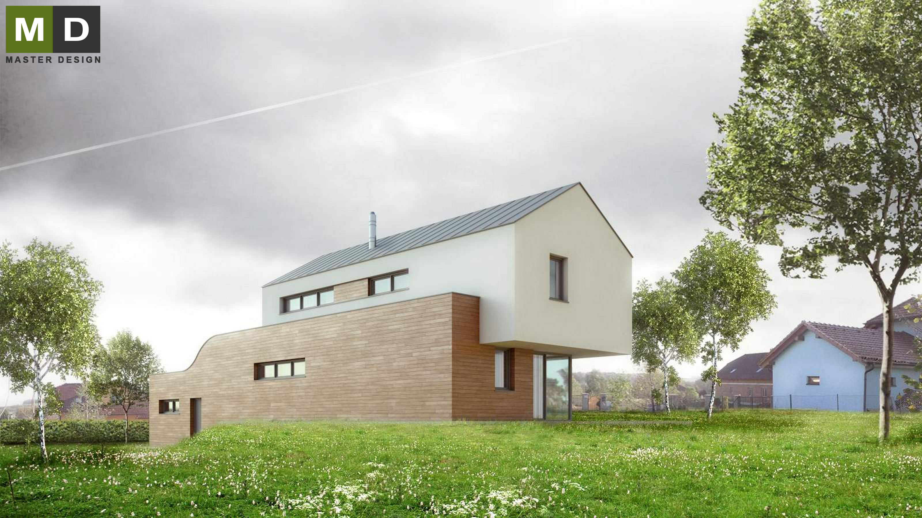 Vizualizace 3 - Nízkoenergetický dům s vlnou a obytným podkrovím - Krmelín u Ostravy Vizualizace 3 - Nízkoenergetický dům s vlnou a obytným podkrovím - Krmelín u Ostravy