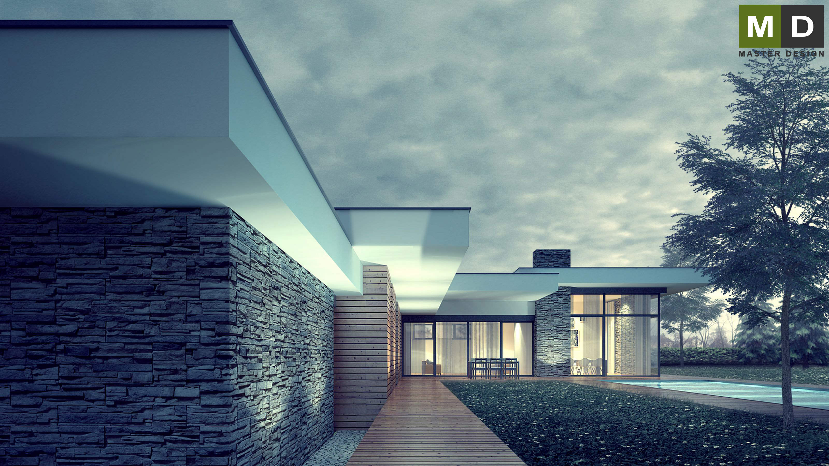 Vizualizace 4 - Luxusní přízemní vila u rybníka - Mýto u Rokycan Vizualizace 4 - Luxusní přízemní vila u rybníka - Mýto u Rokycan