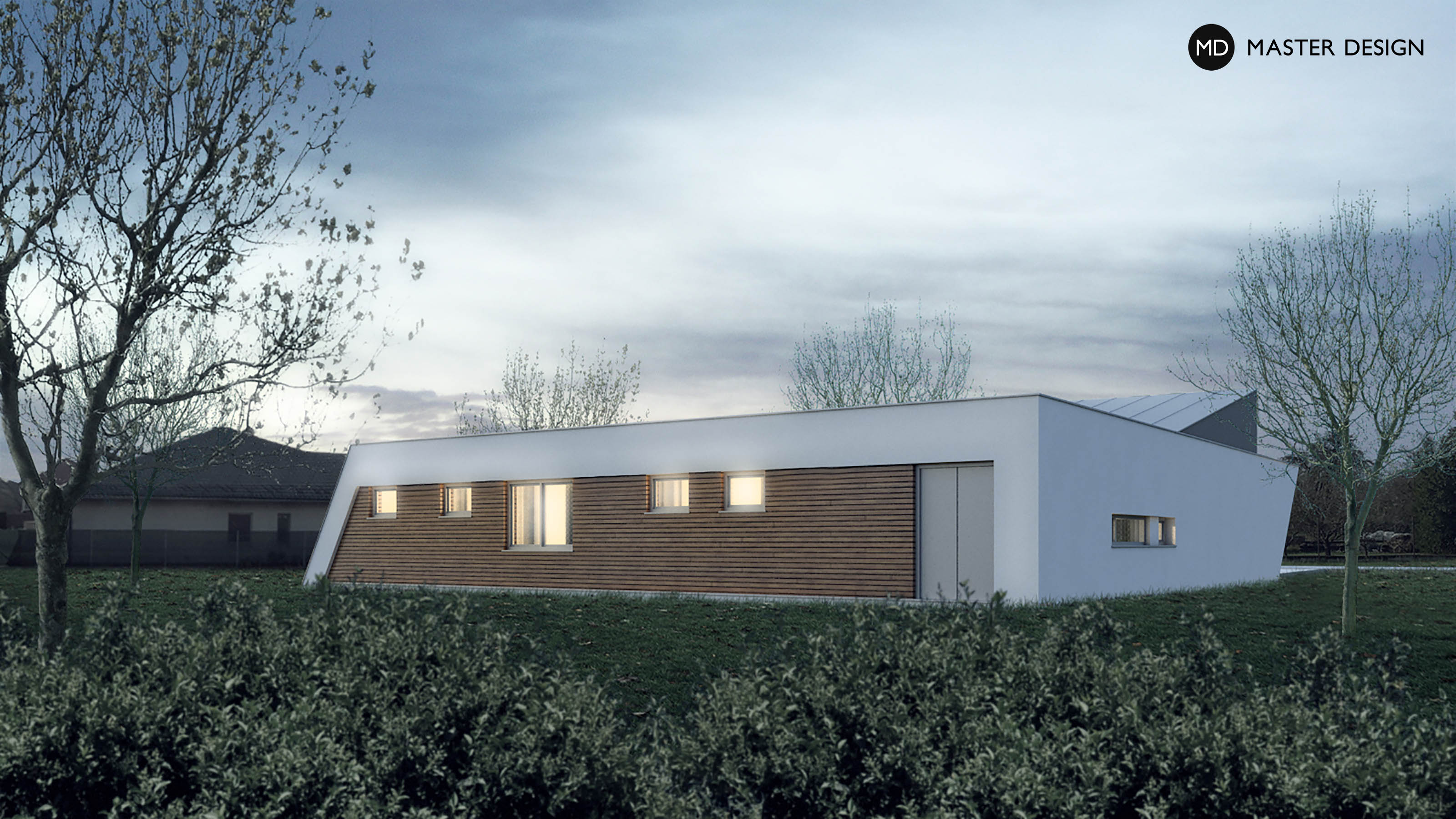 Vizualizace 4 - Elegantní přízemní bungalov do L s plochou střechou - Polanka nad Odrou Vizualizace 4 - Elegantní přízemní bungalov do L s plochou střechou - Polanka nad Odrou