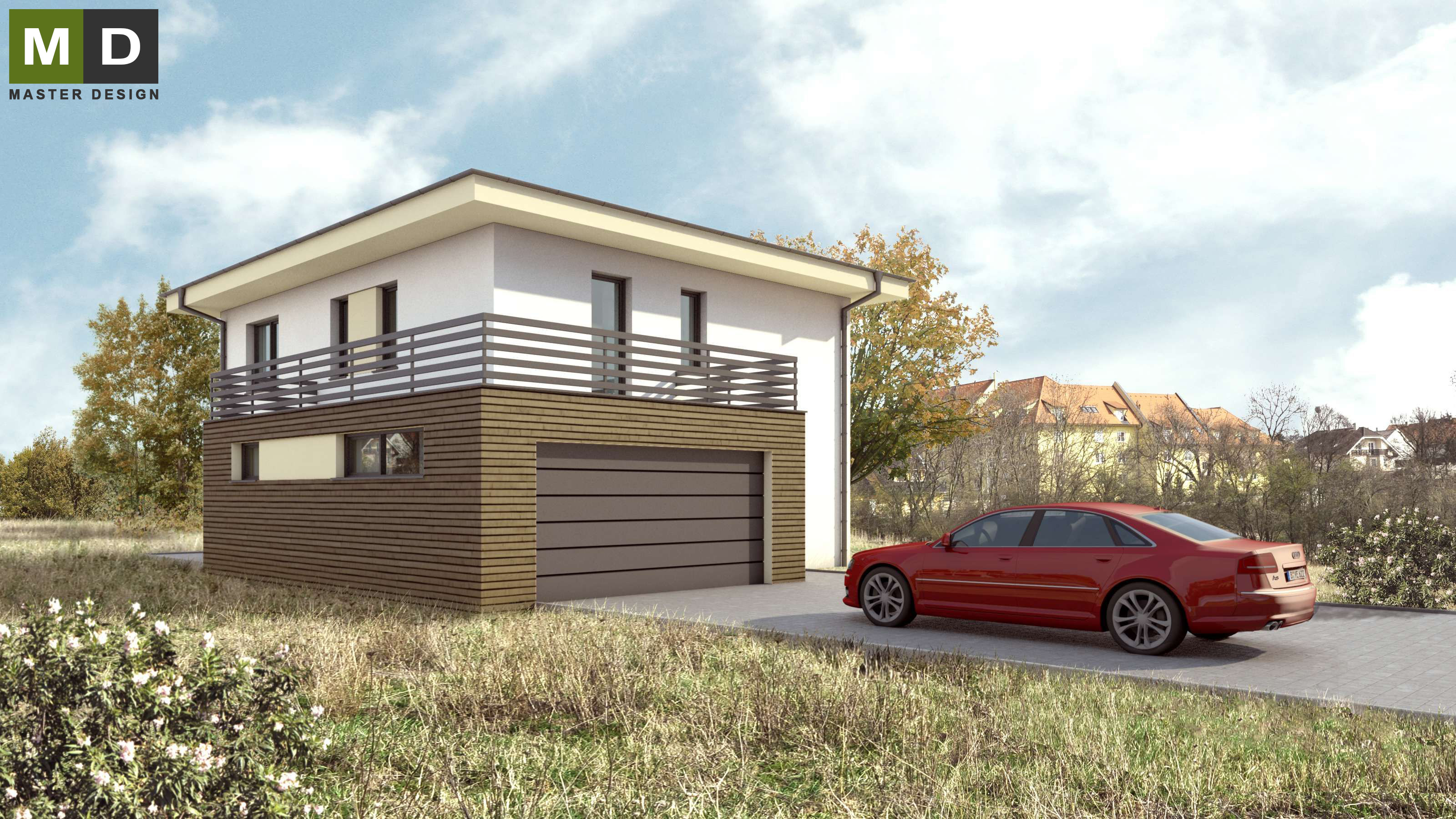Vizualizace 3 - Dvougenerační nízkoenergetický dům s valbovou střechou - Praha Dolní Chabry Vizualizace 3 - Dvougenerační nízkoenergetický dům s valbovou střechou - Praha Dolní Chabry