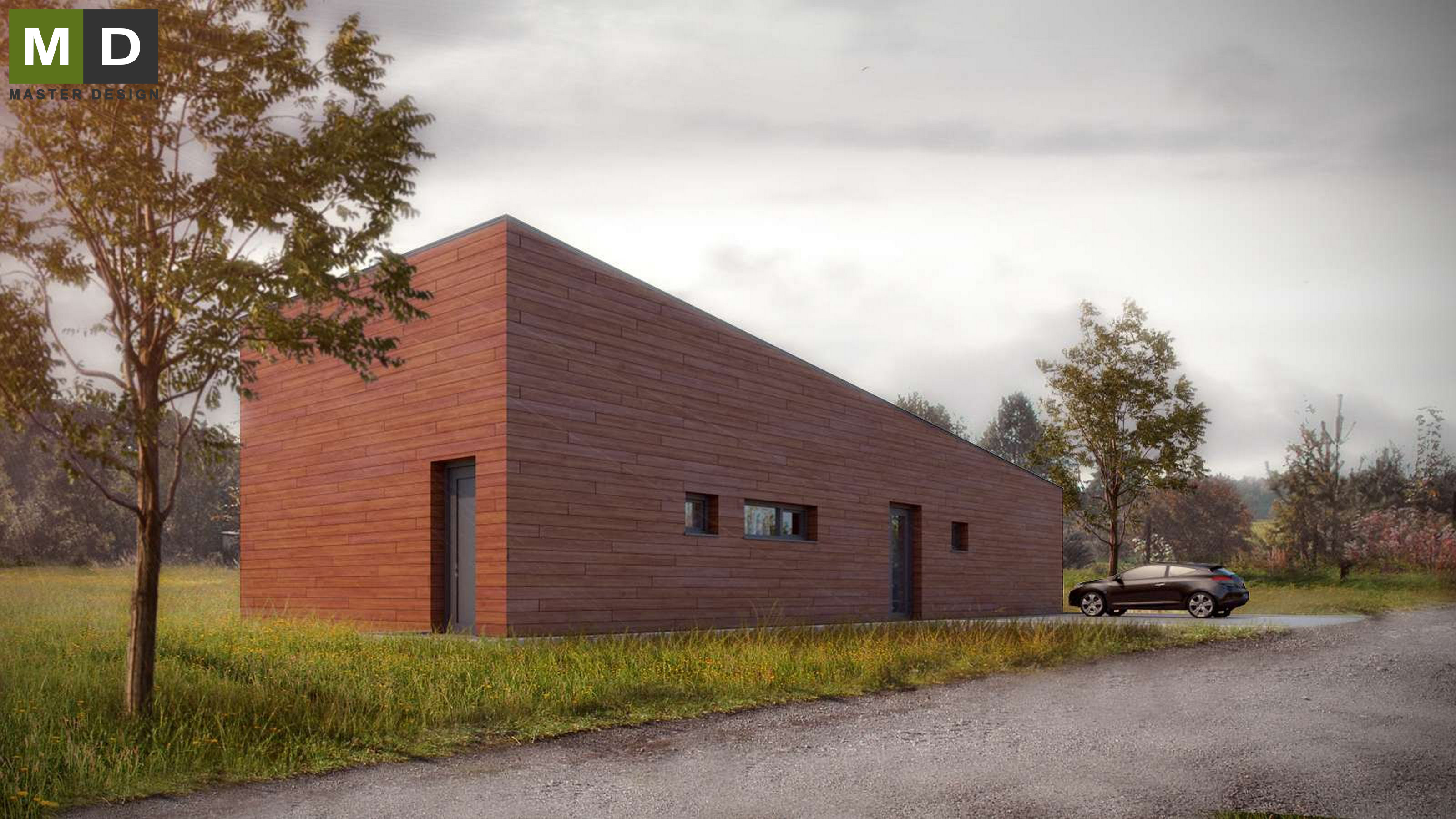 Vizualizace 2 - Bungalov s pultovými střechami - Karviná Vizualizace 2 - Bungalov s pultovými střechami - Karviná
