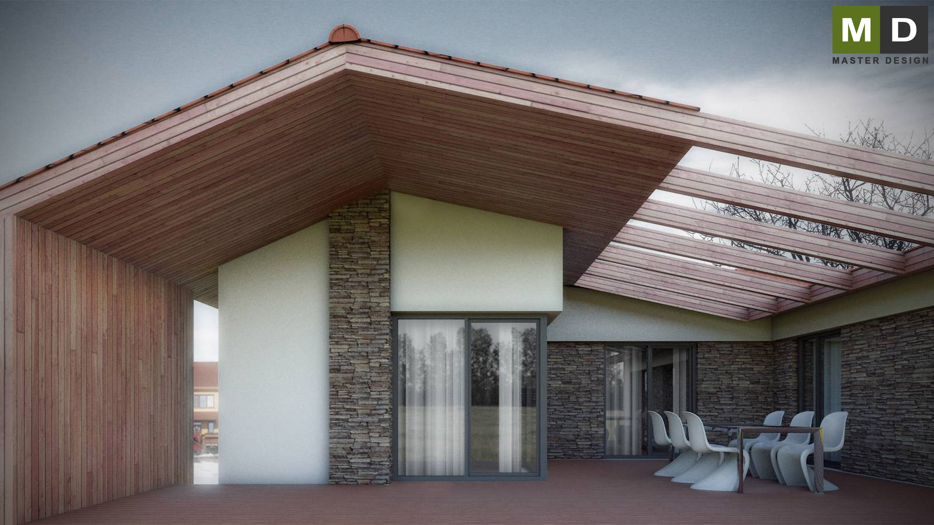 Vizualizace 4 - Přízemní bungalov do U se zastřešenou terasou - Slavkov u Brna Vizualizace 4 - Přízemní bungalov do U se zastřešenou terasou - Slavkov u Brna