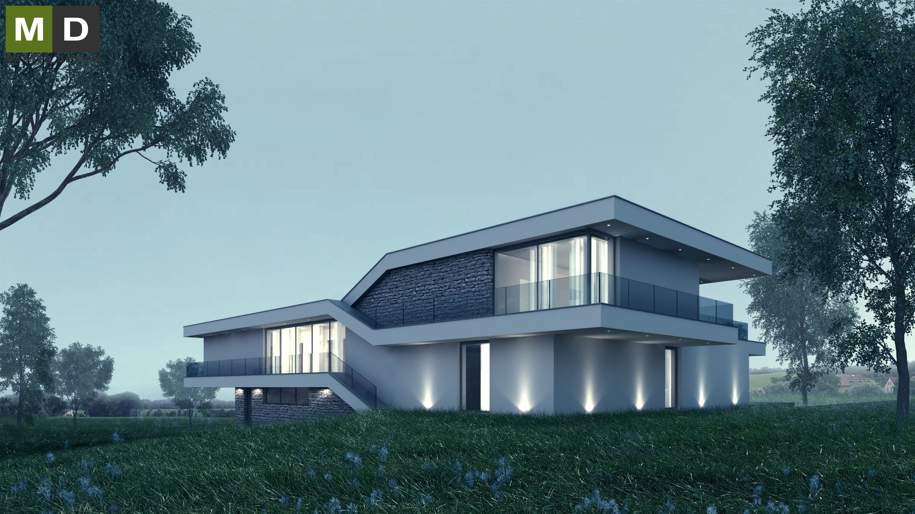 Vizualizace 5 - Luxusní atypická vila s plochou střechou - Vyšehoří