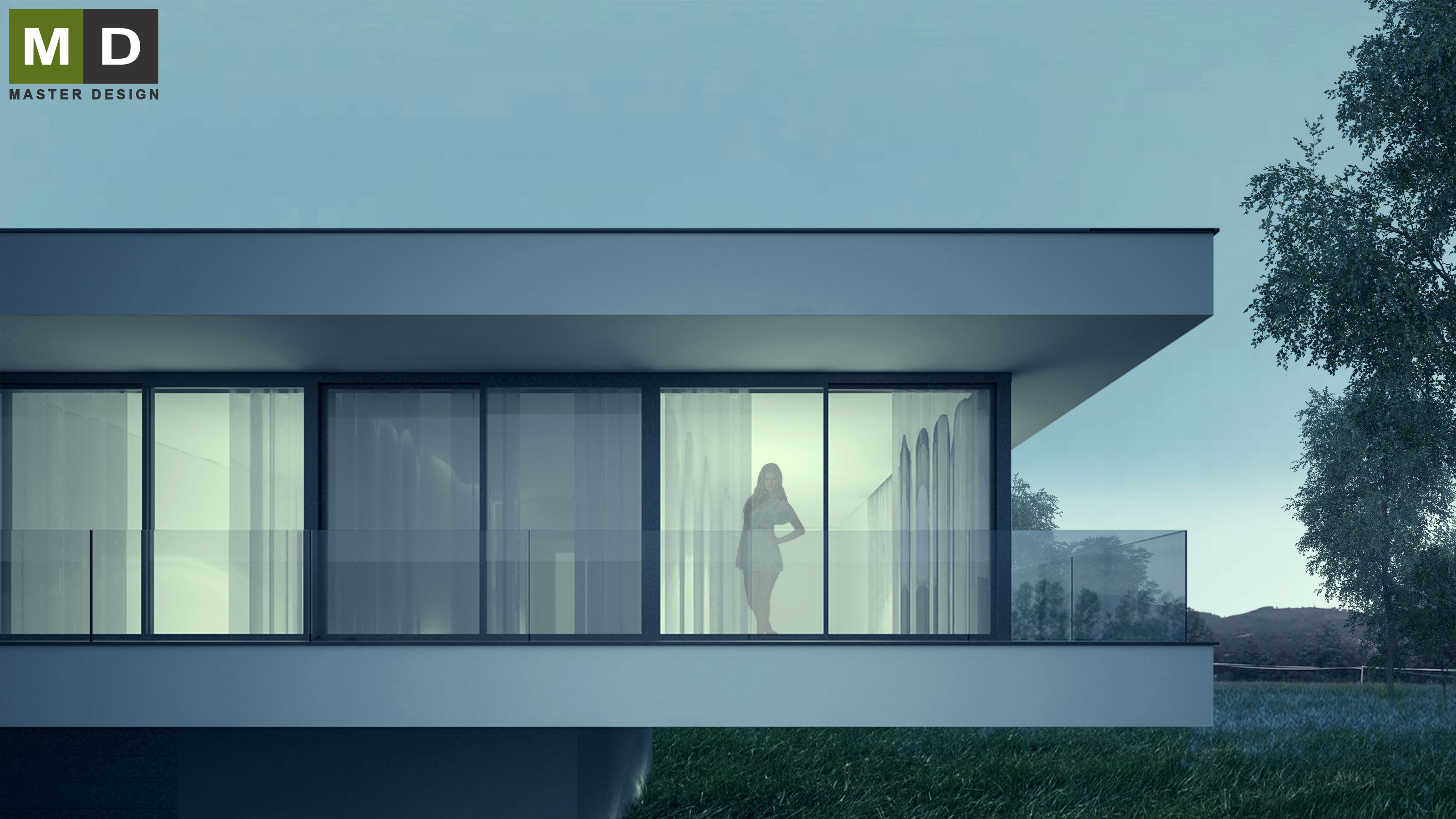 Vizualizace 6 - Luxusní atypická vila s plochou střechou - Vyšehoří