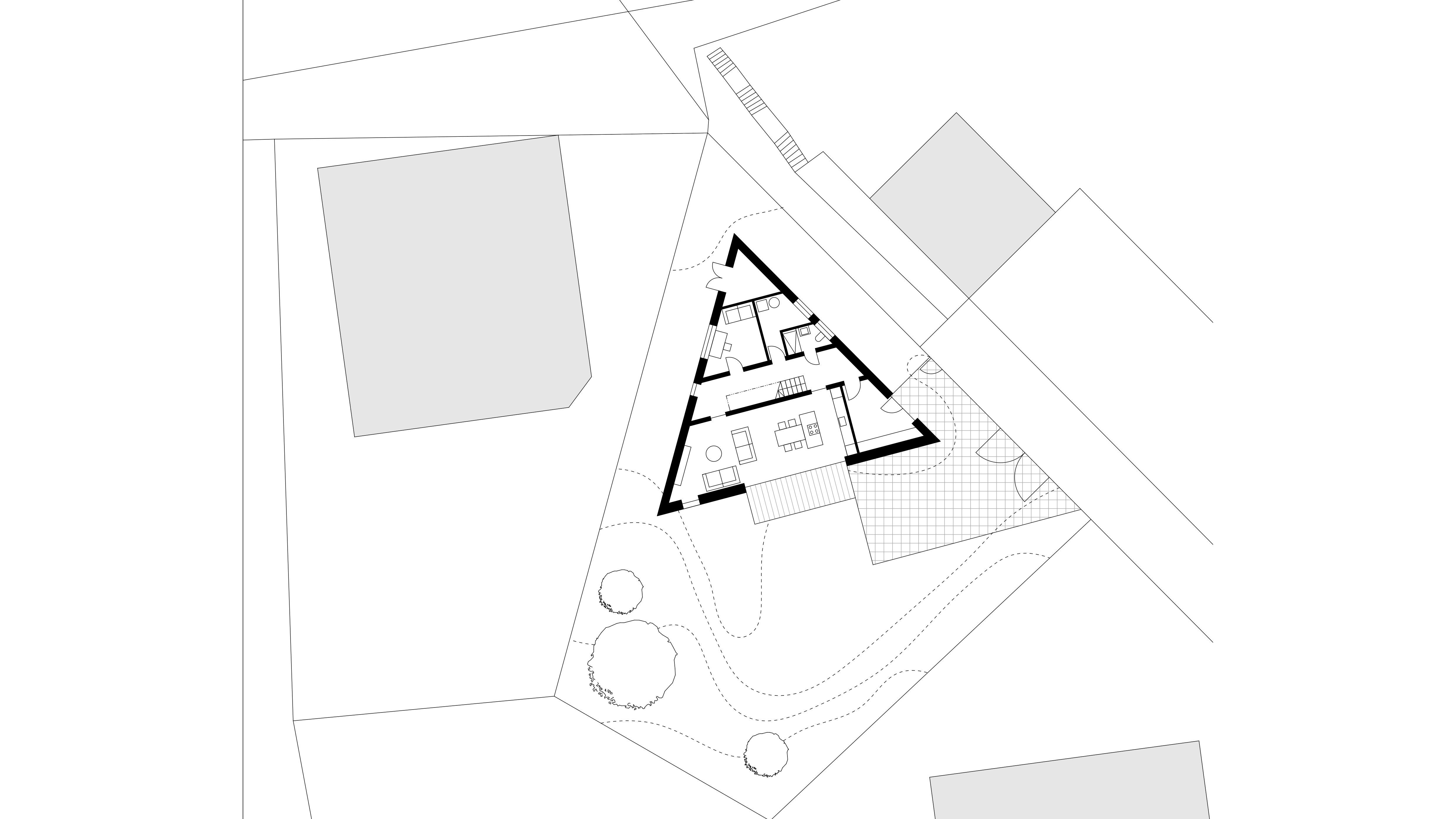 Vizualizace 4 - Trojúhelníkový dům pro ajťáka na stísněnou parcelu - Praha Řeporyje