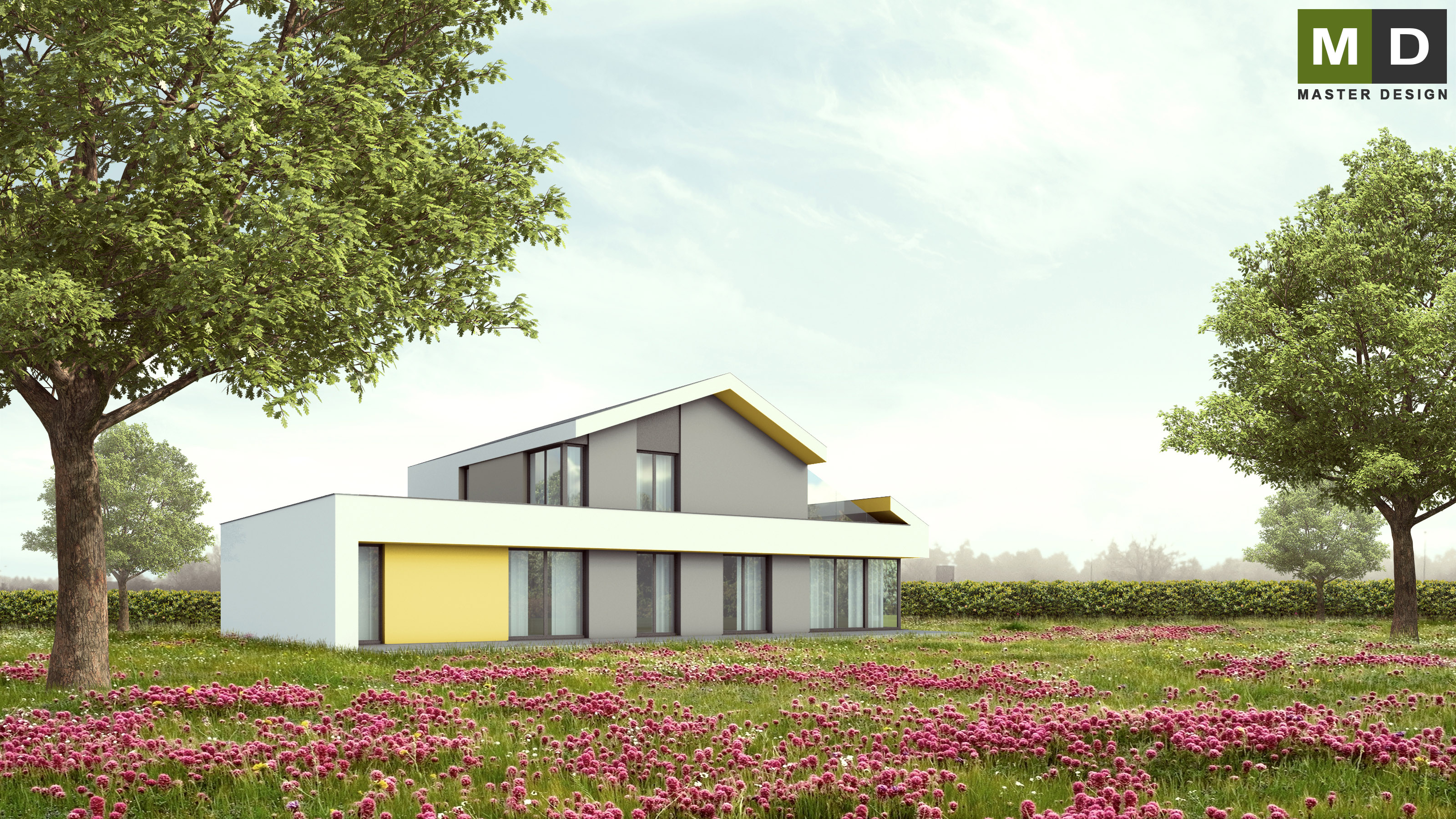 Vizualizace 2 - Nízkoenergetický atypický dům se sedlovou střechou - Dobřejovice u Prahy Vizualizace 2 - Nízkoenergetický atypický dům se sedlovou střechou - Dobřejovice u Prahy