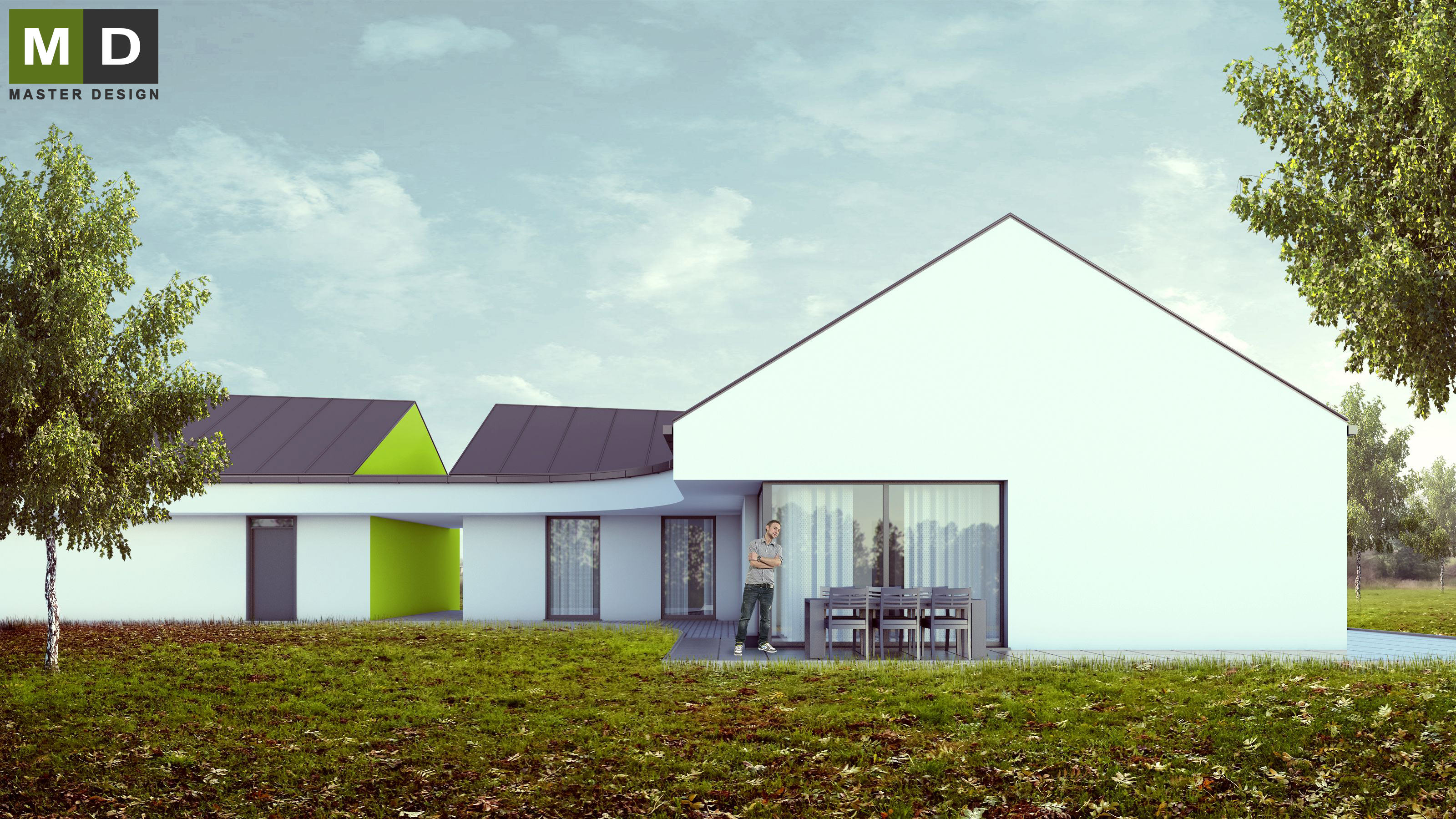 L shaped bungalow with a separate garage and a gable roof svÄtlá ... Bungalow moderni