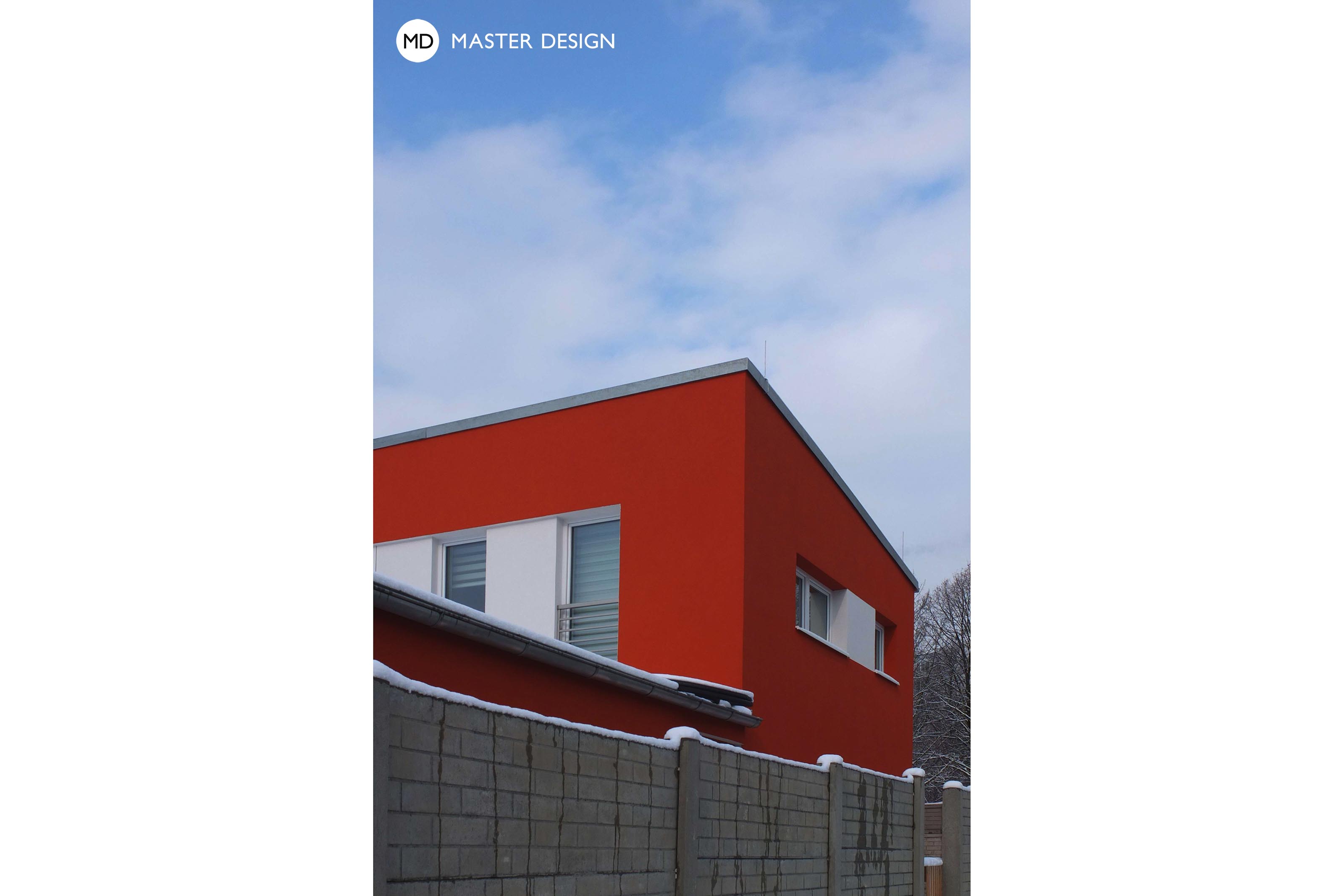 Červený dům s pultovou střechou a krytým stáním - Ostrava Pustkovec - Vizualizace 3