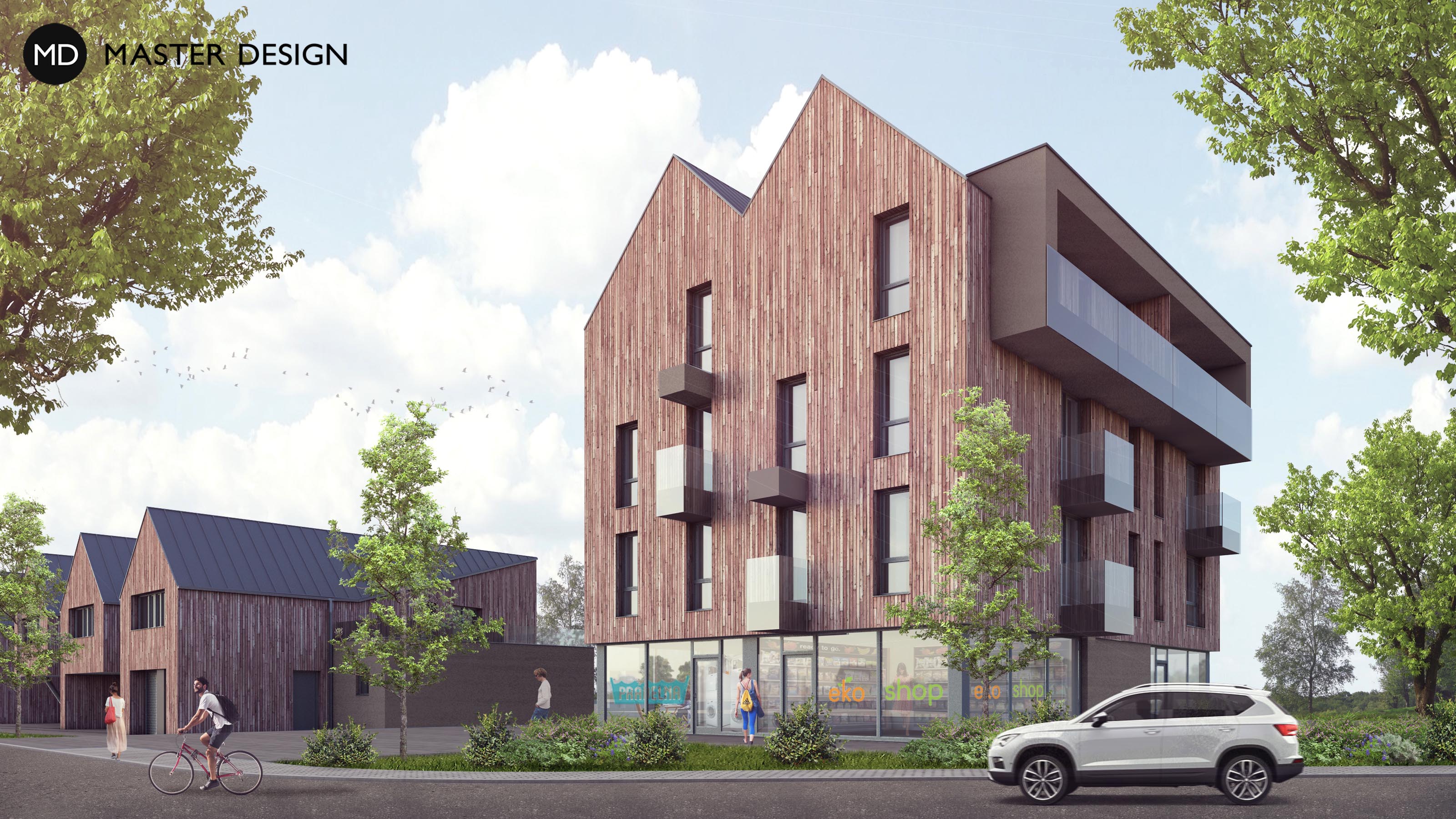 Housing development with terraced houses with wooden facades - Mladá Boleslav - Vizualizace 1