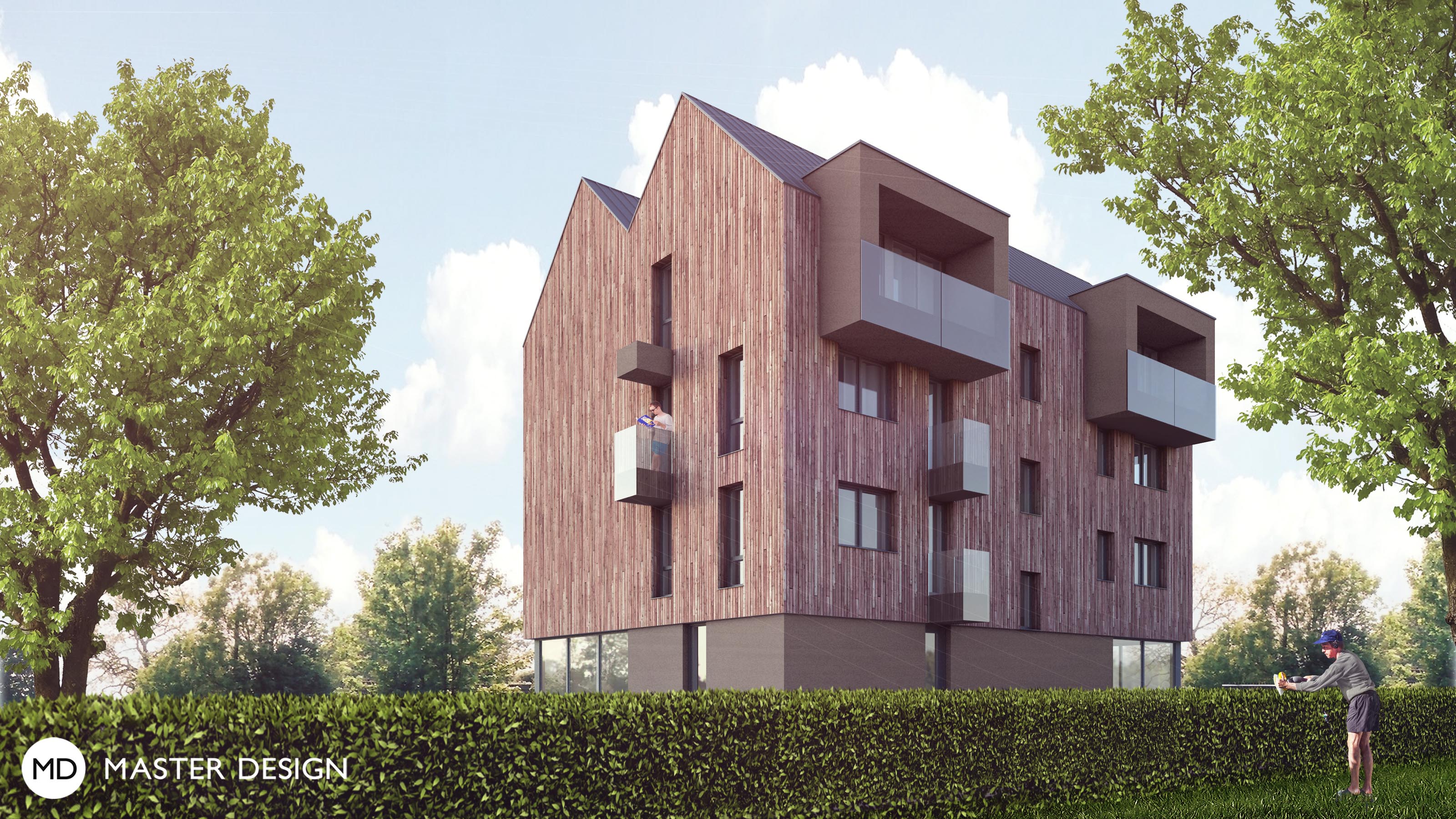 Housing development with terraced houses with wooden facades - Mladá Boleslav - Vizualizace 2