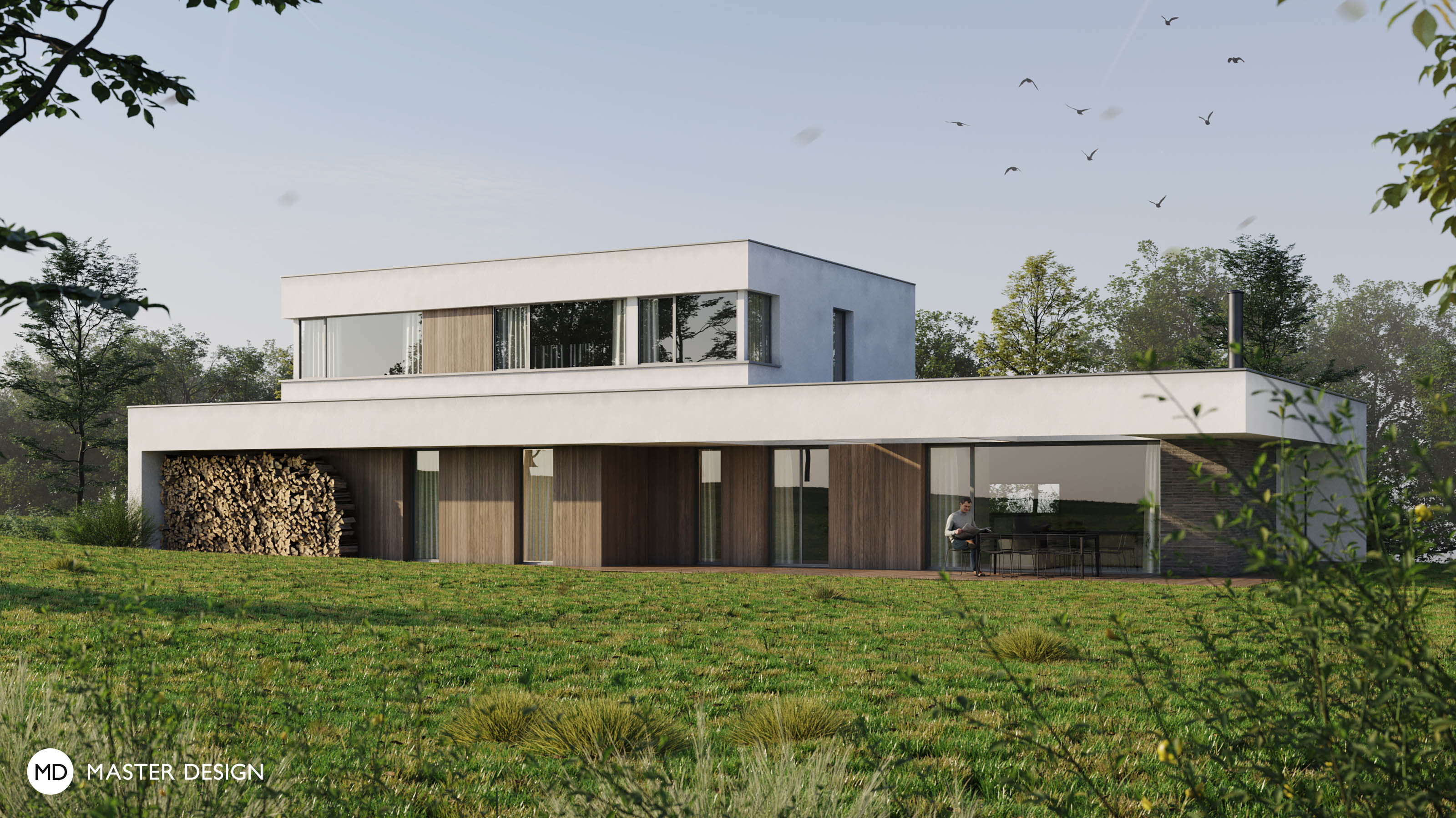 A House with Distinctive Lines and Wooden Cladding of the Facades – Vrátkov - Vizualizace 1