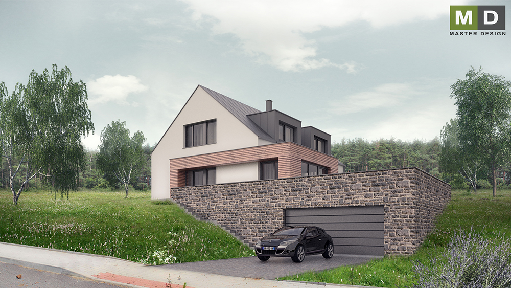 Low-energy house in the hillside with a gable roof - Hýskov u Berouna - Vizualizace 1