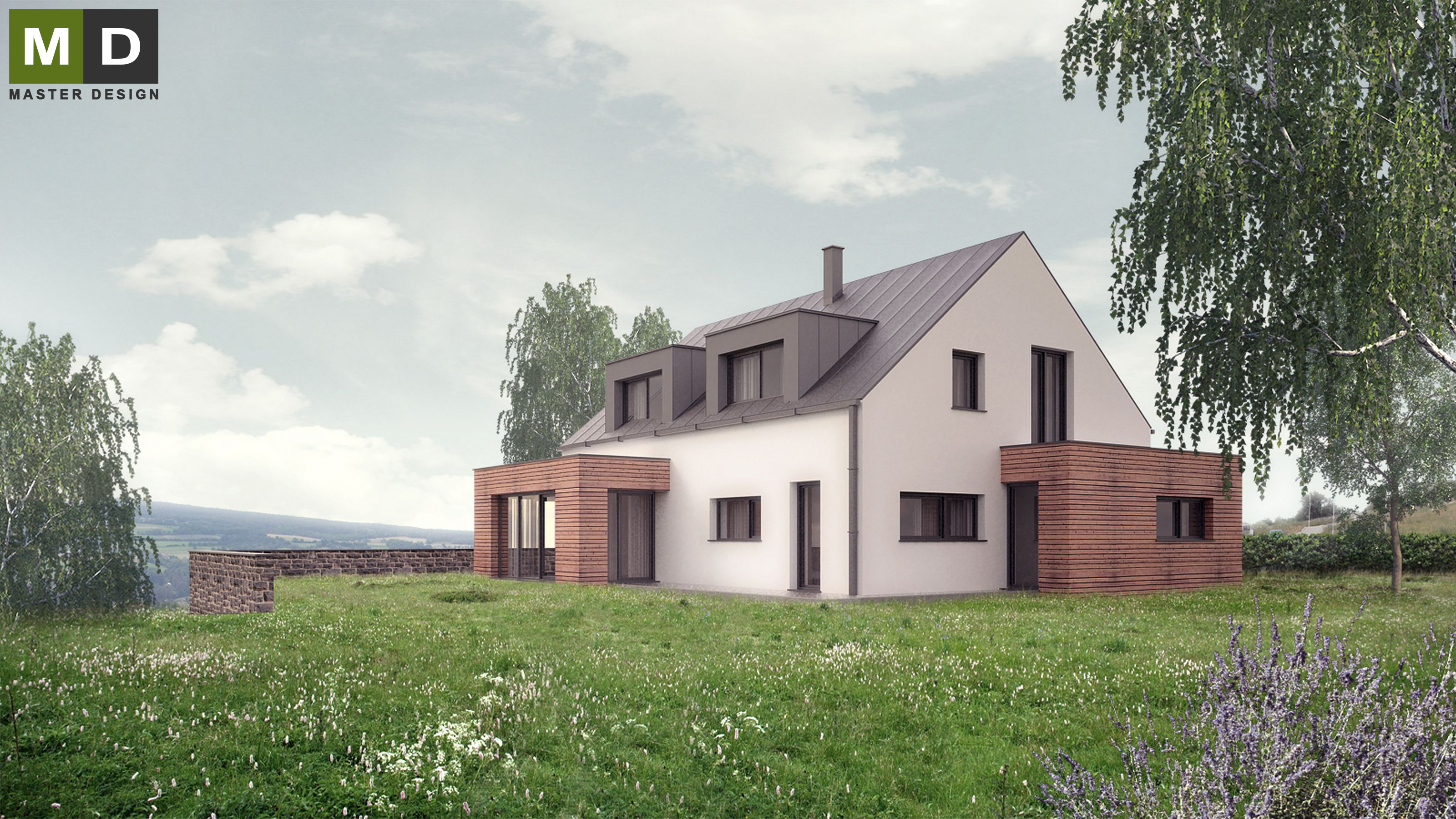 Low-energy house in the hillside with a gable roof - Hýskov u Berouna - Vizualizace 3