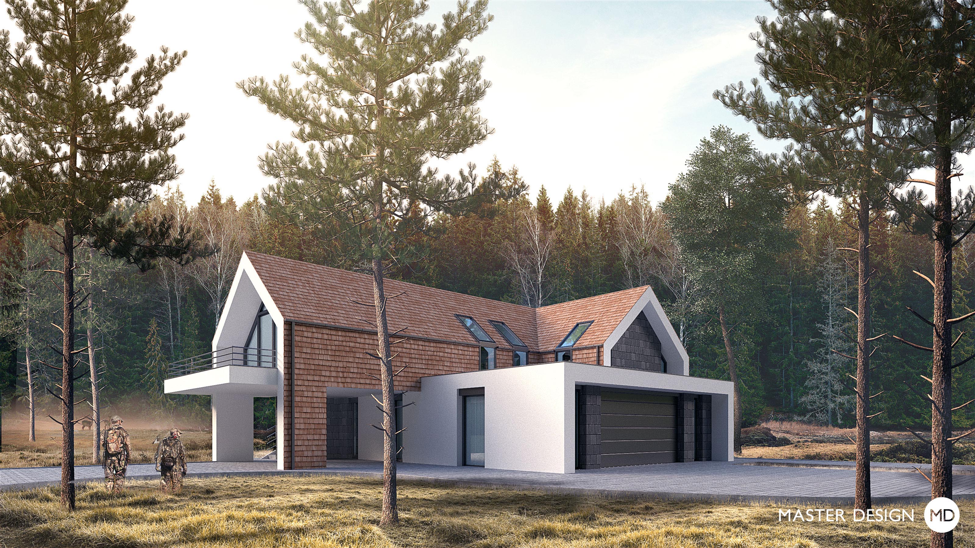 Moderní dům pro myslivce z dřevěných šindelů - Tábor - Vizualizace 2