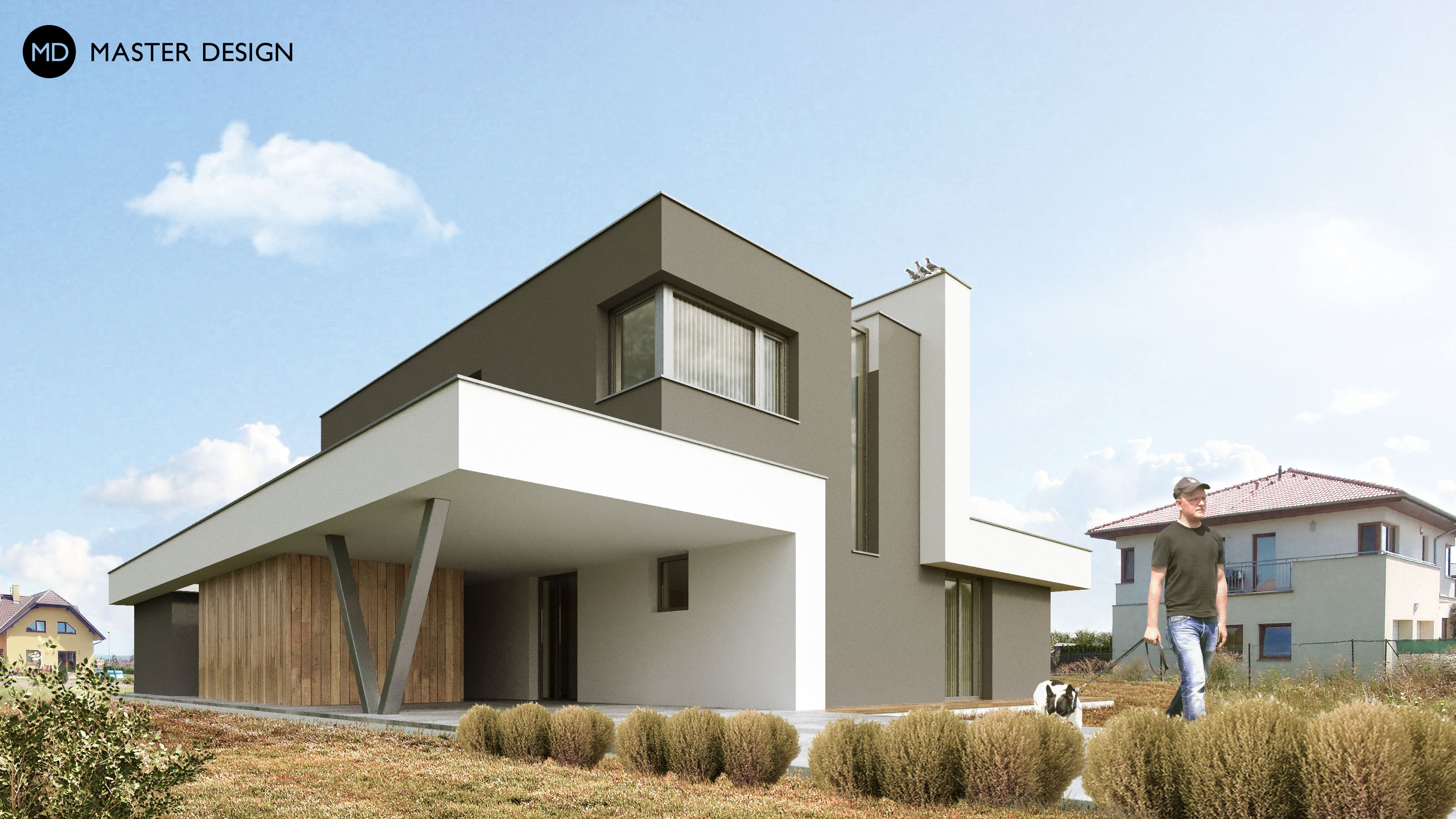 Elegantní moderní dům s přírodním jezírkem - Zbuzany - Vizualizace 3