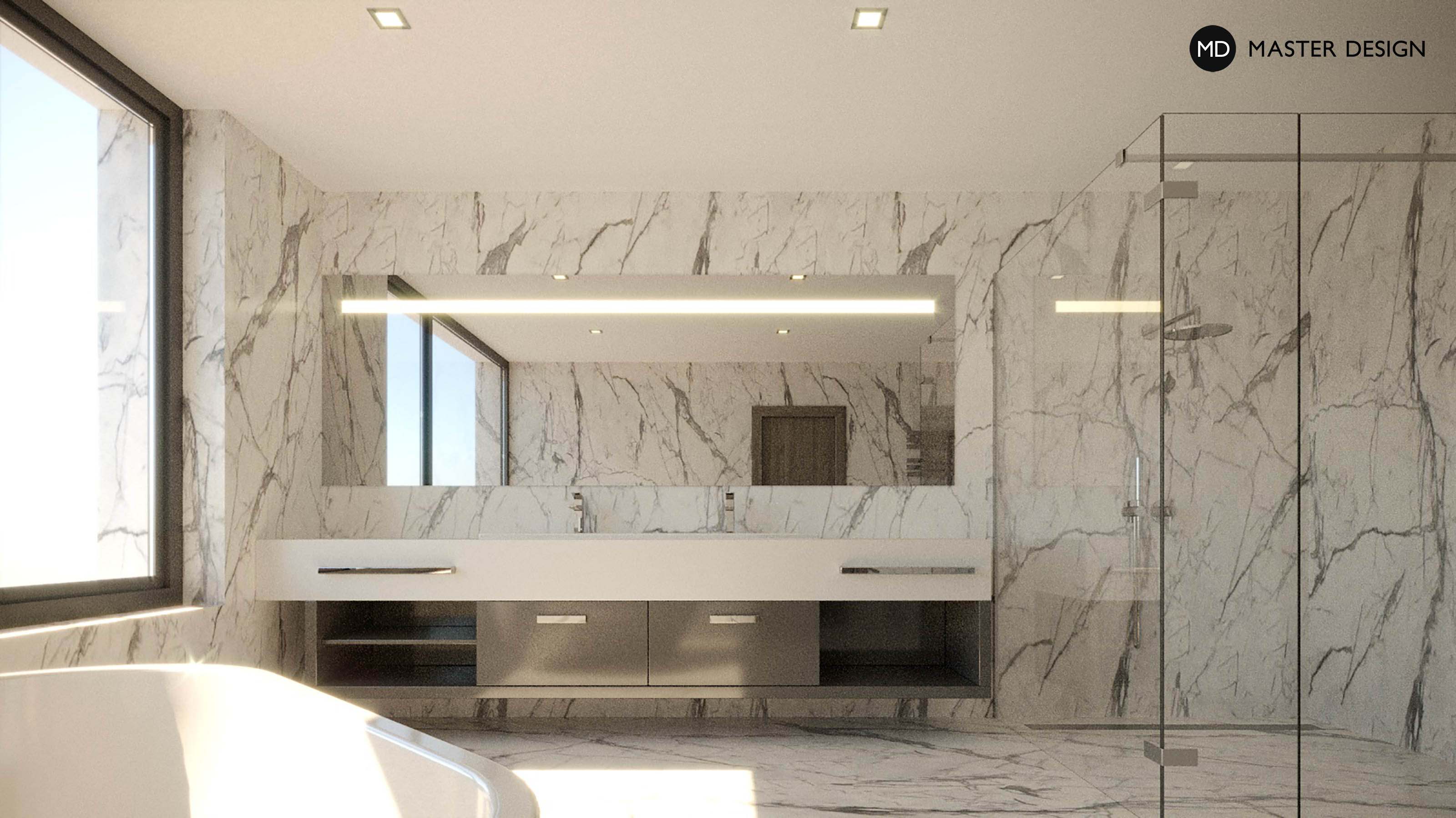 Interiér koupelny v minimalistickém stylu - Brno - Vizualizace 1