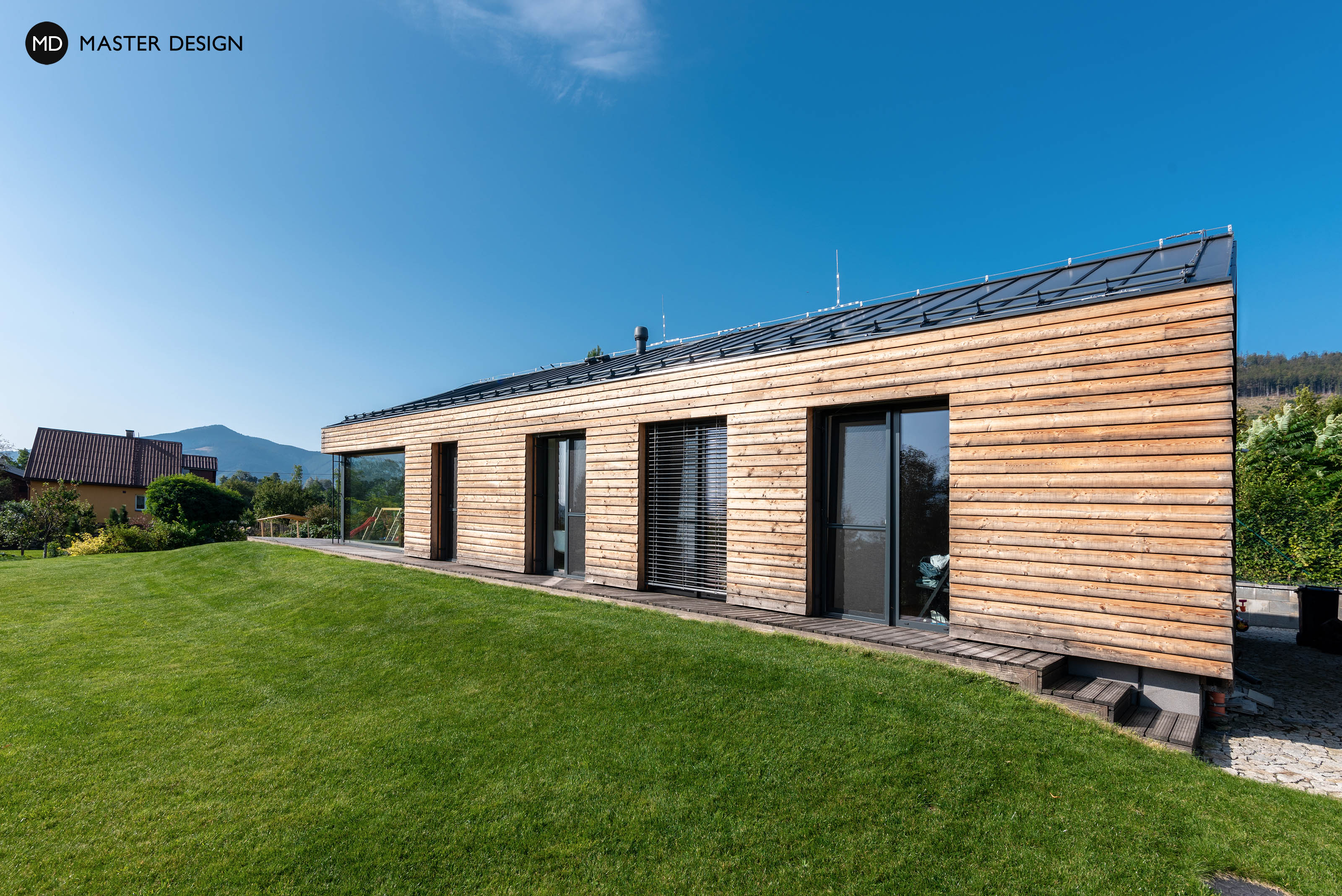 Jednoduchý moderní bungalov v horách s dřevěným obkladem - Pstruží - Vizualizace 3