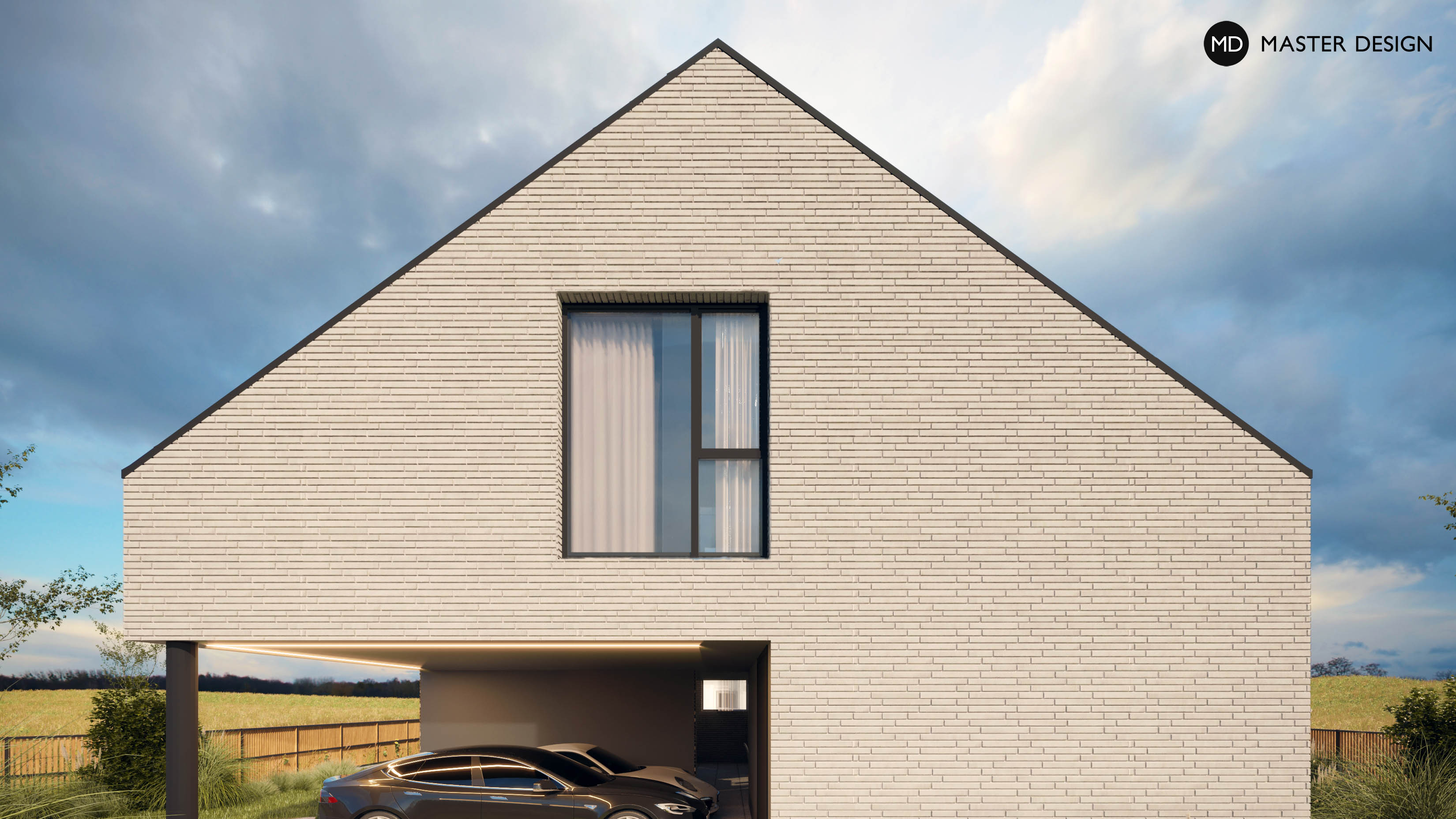 Compact House with Brick Cladding and Pitched Roof – Horoměřice - Vizualizace 2