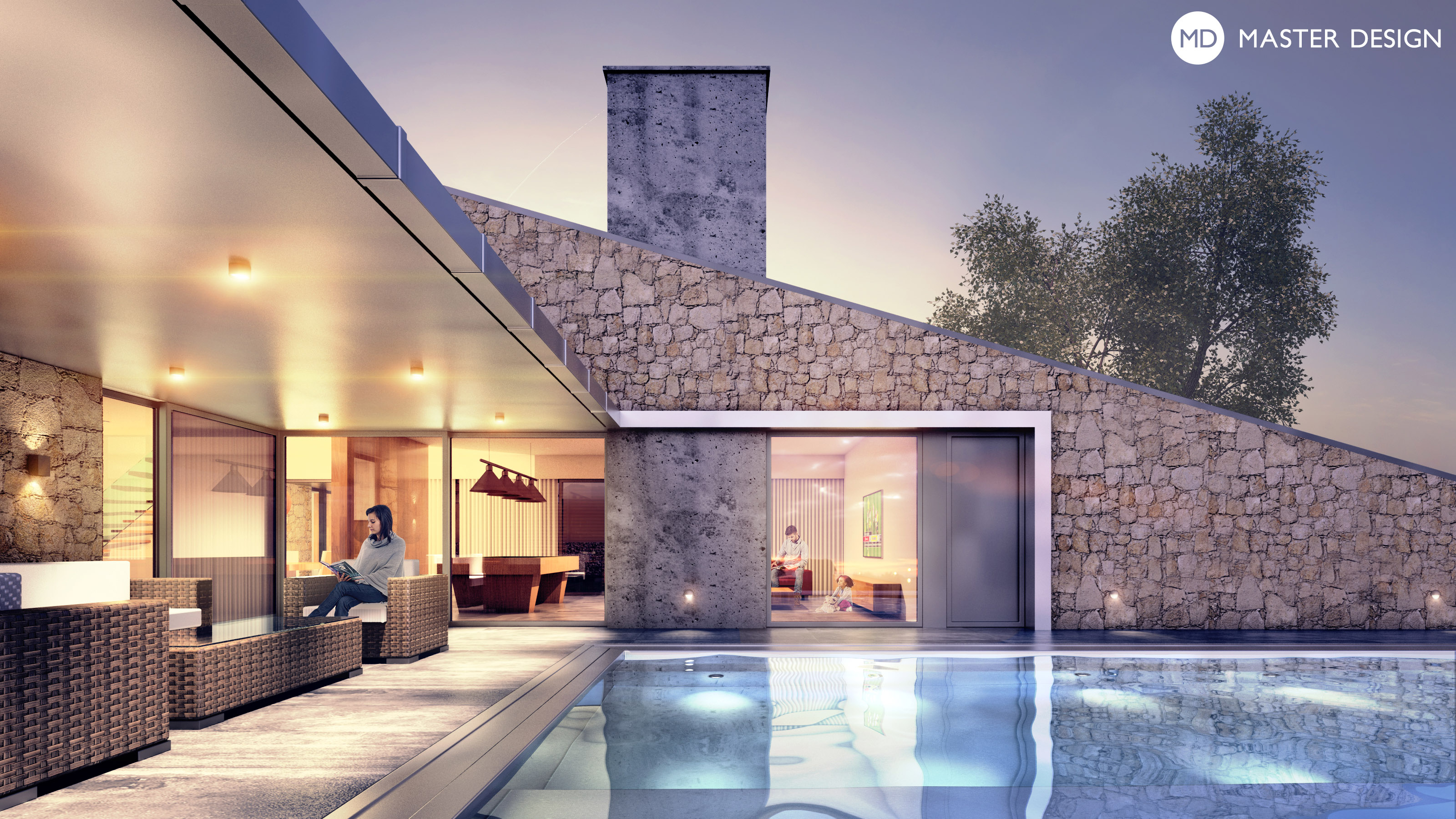 Luxusní dům ve tvaru sedlových střech a zelenou střešní terasou - Dobříš - Vizualizace 2