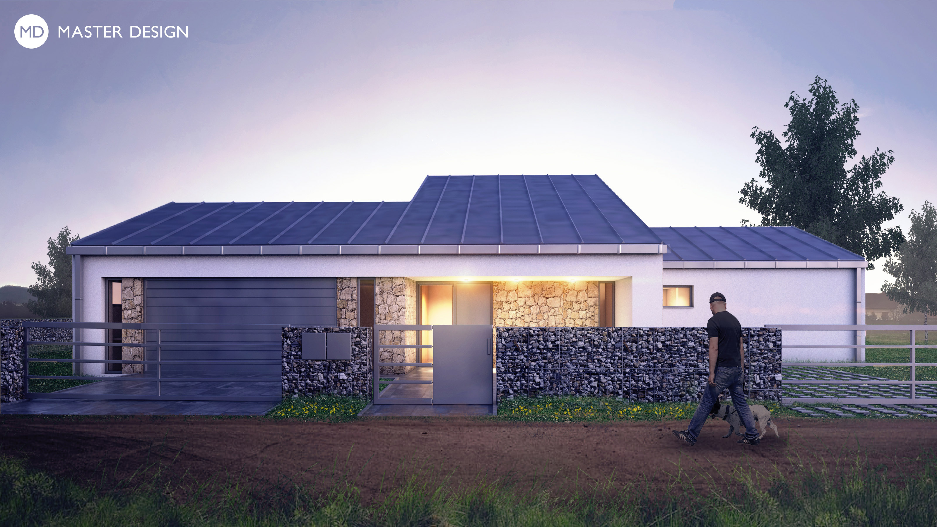 Luxusní dům ve tvaru sedlových střech a zelenou střešní terasou - Dobříš - Vizualizace 3