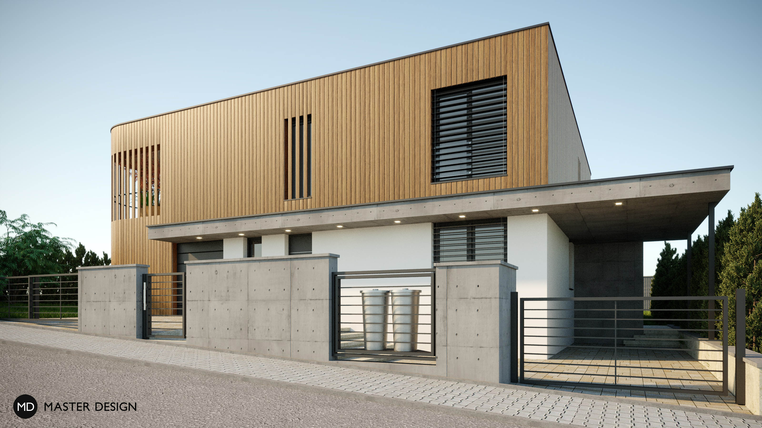 Luxusní dům Triangl s dřěvěným obkladem - Roztoky u Prahy - Vizualizace 2