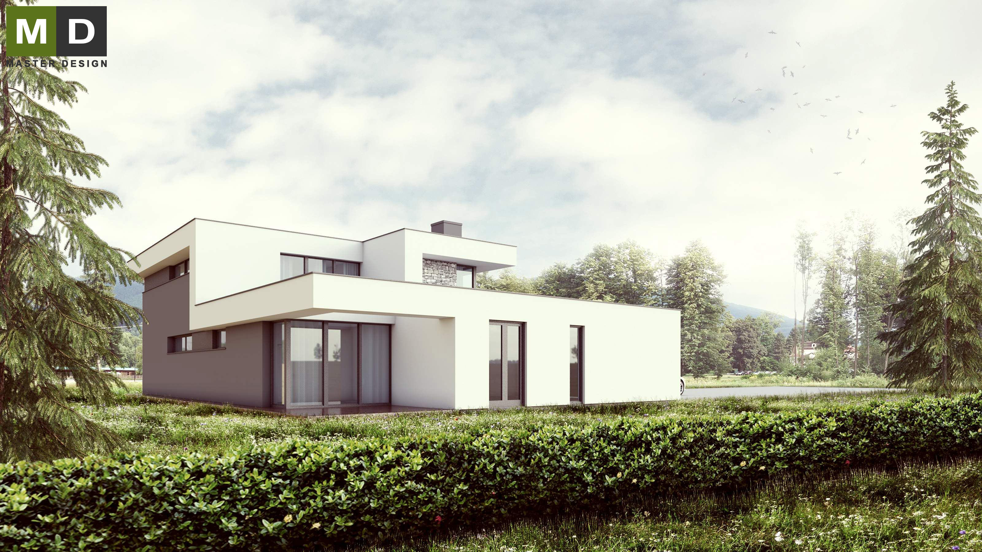 Luxury low energy house with white plaster and stone facing - Čeladná - Vizualizace 3