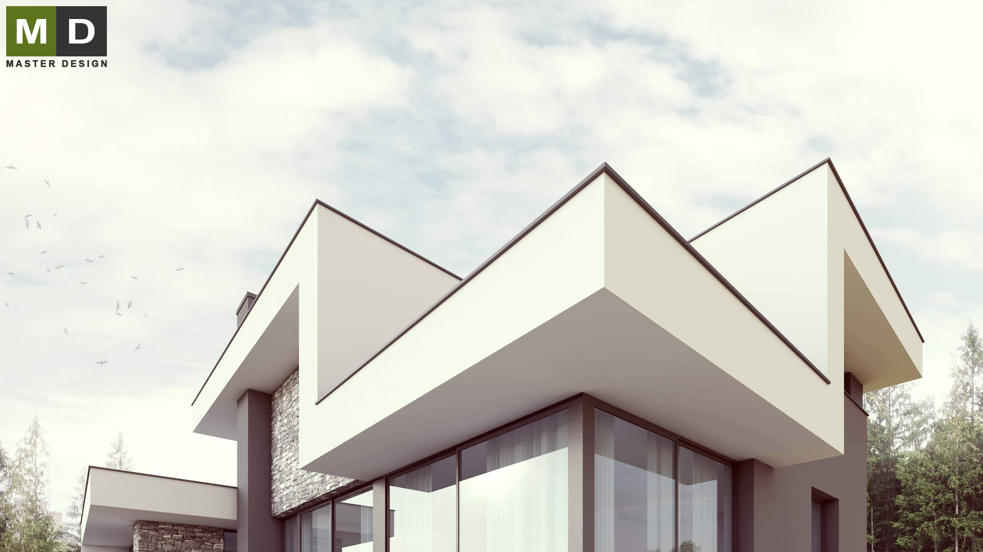 Luxury low energy house with white plaster and stone facing - Čeladná - Vizualizace 4