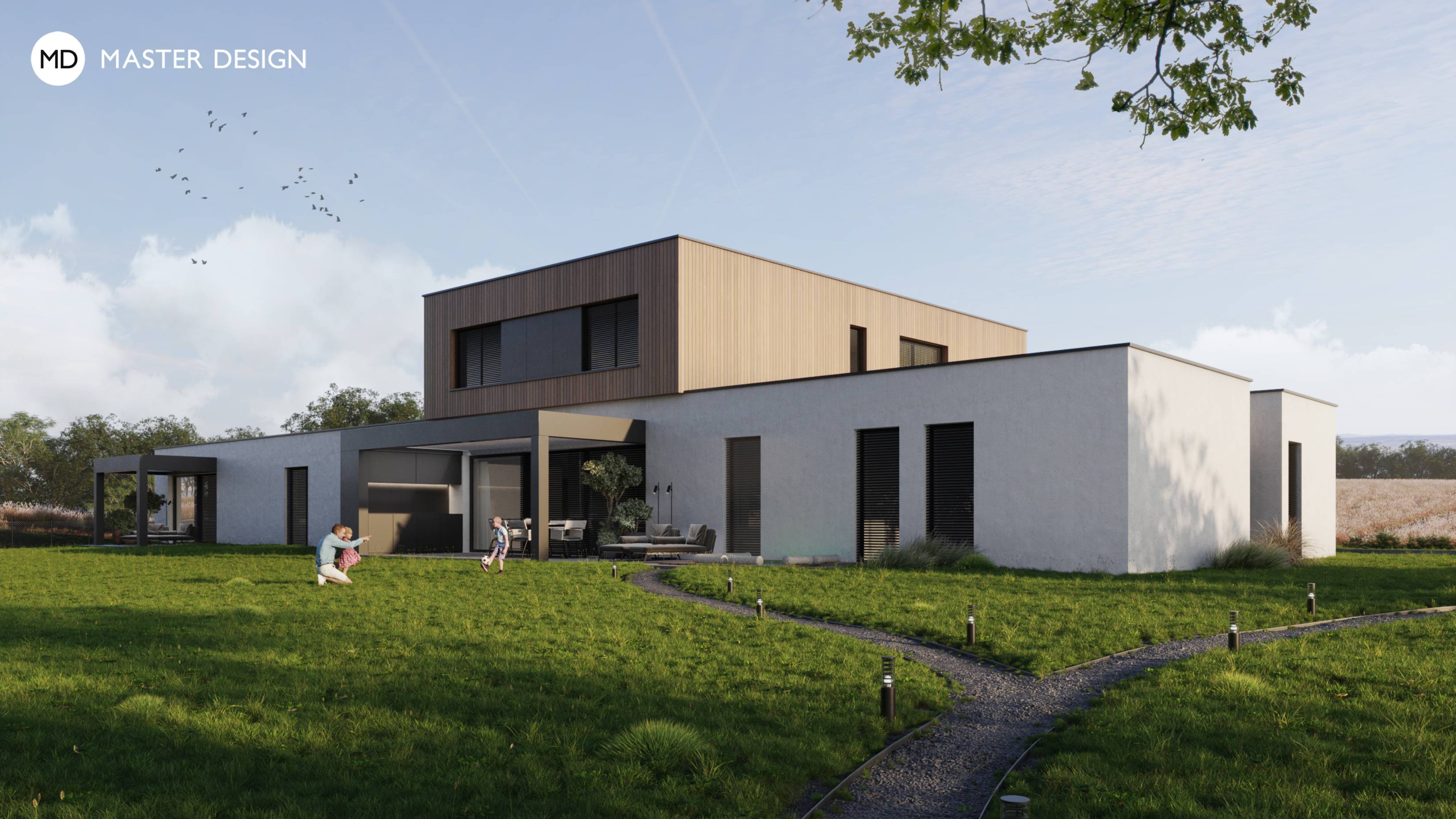 Luxusní příměstská vila s venkovní kuchyní - Horní Počernice - Vizualizace 1