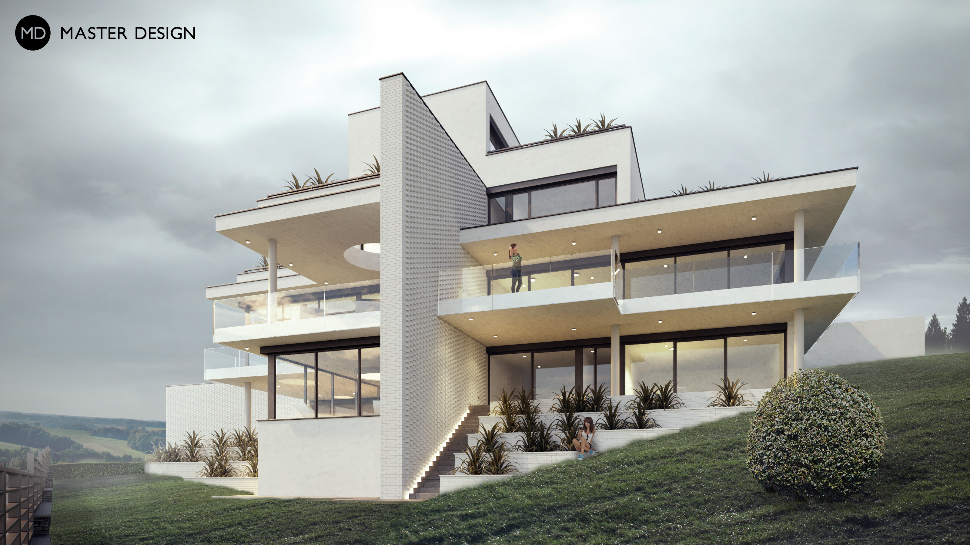 Luxury terraced villa with view of Prague - Podolí - Vizualizace 3