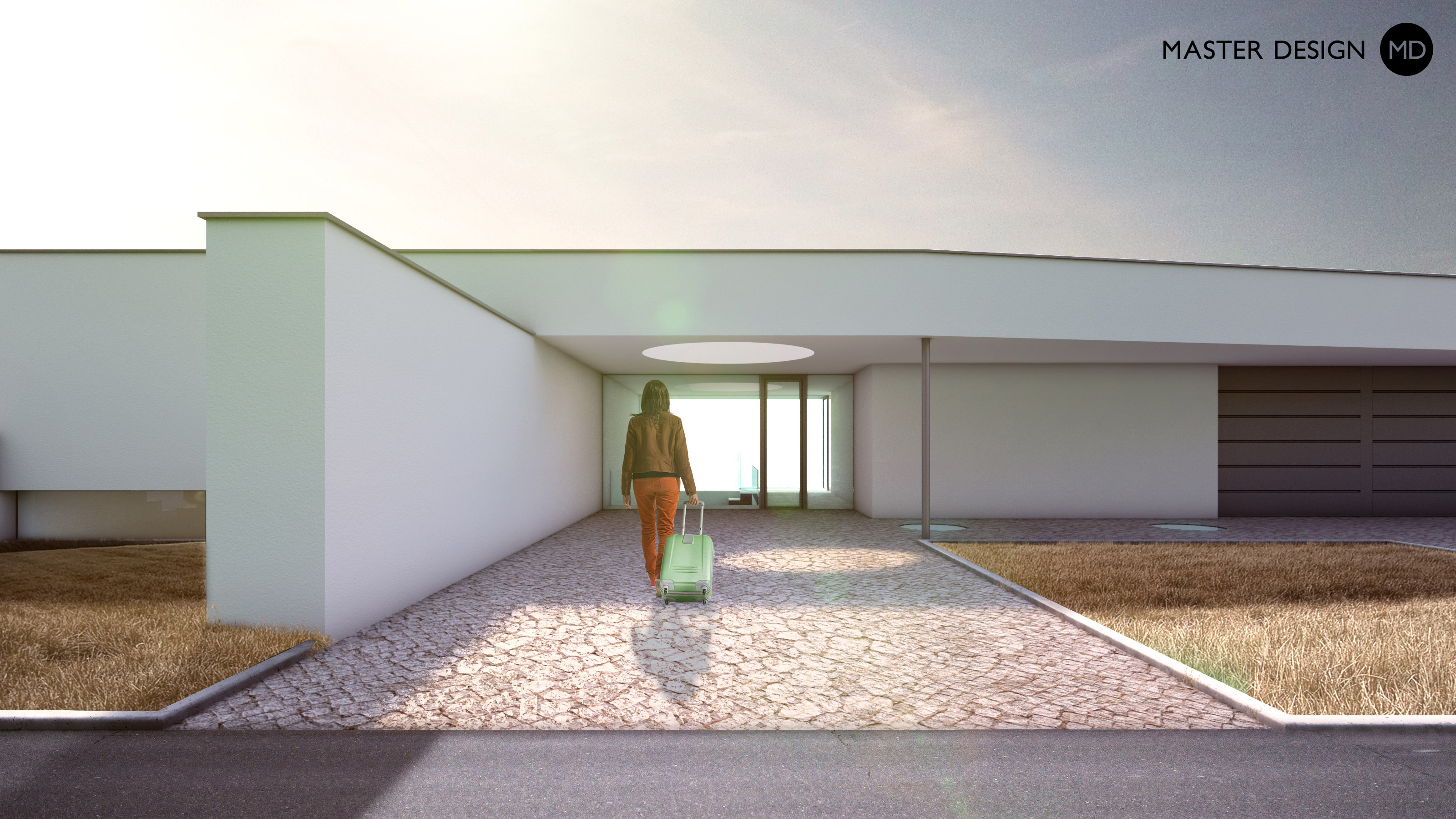 Luxusní betonová vila zaklíněná ve svahu s bezrámovými okny a nerezovým bazénem - Šternberk - Vizualizace 3
