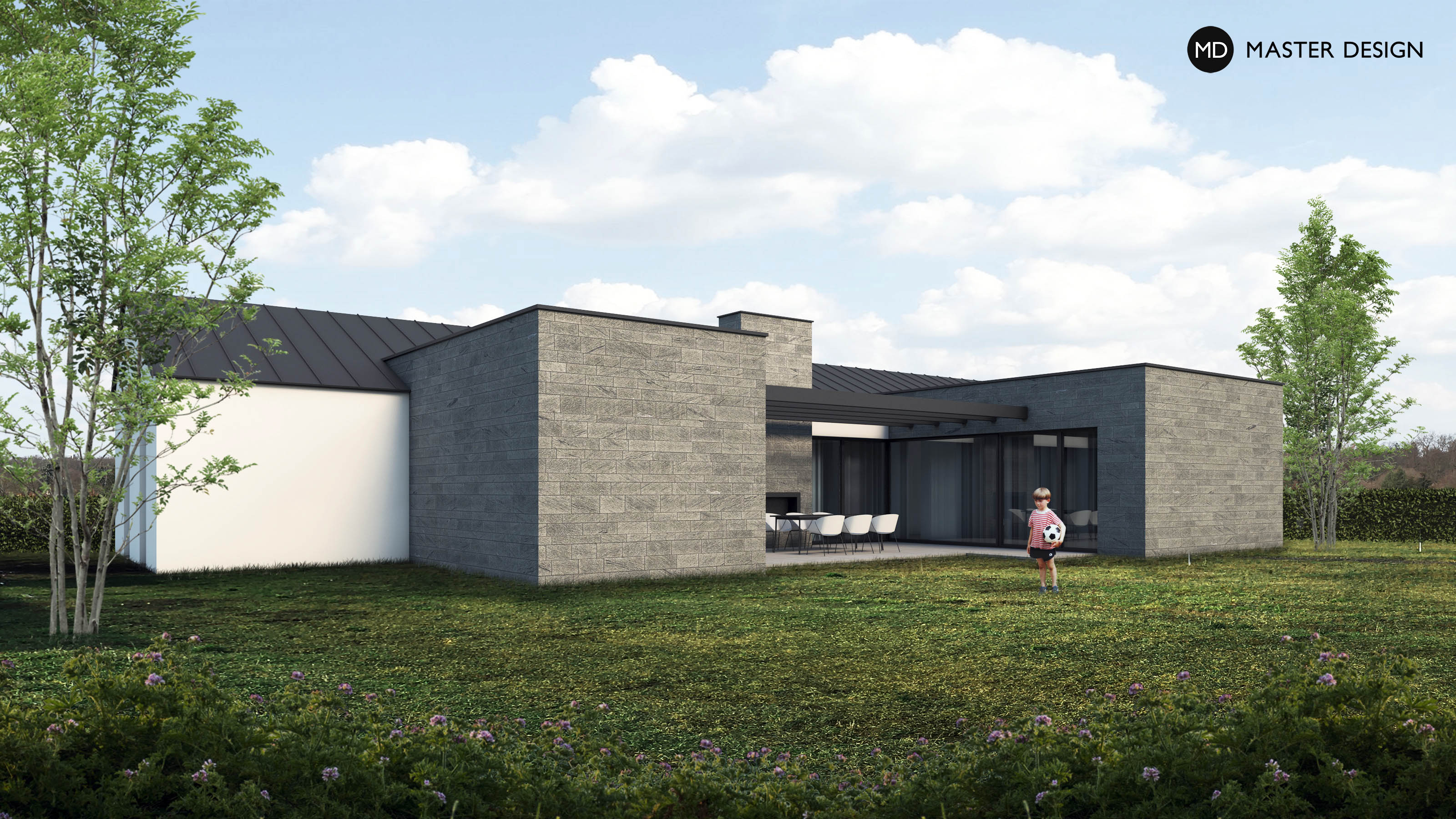 Modern Bungalow with a Patio Hidden from the Neighbors – Újezd u Průhonic - Vizualizace 1