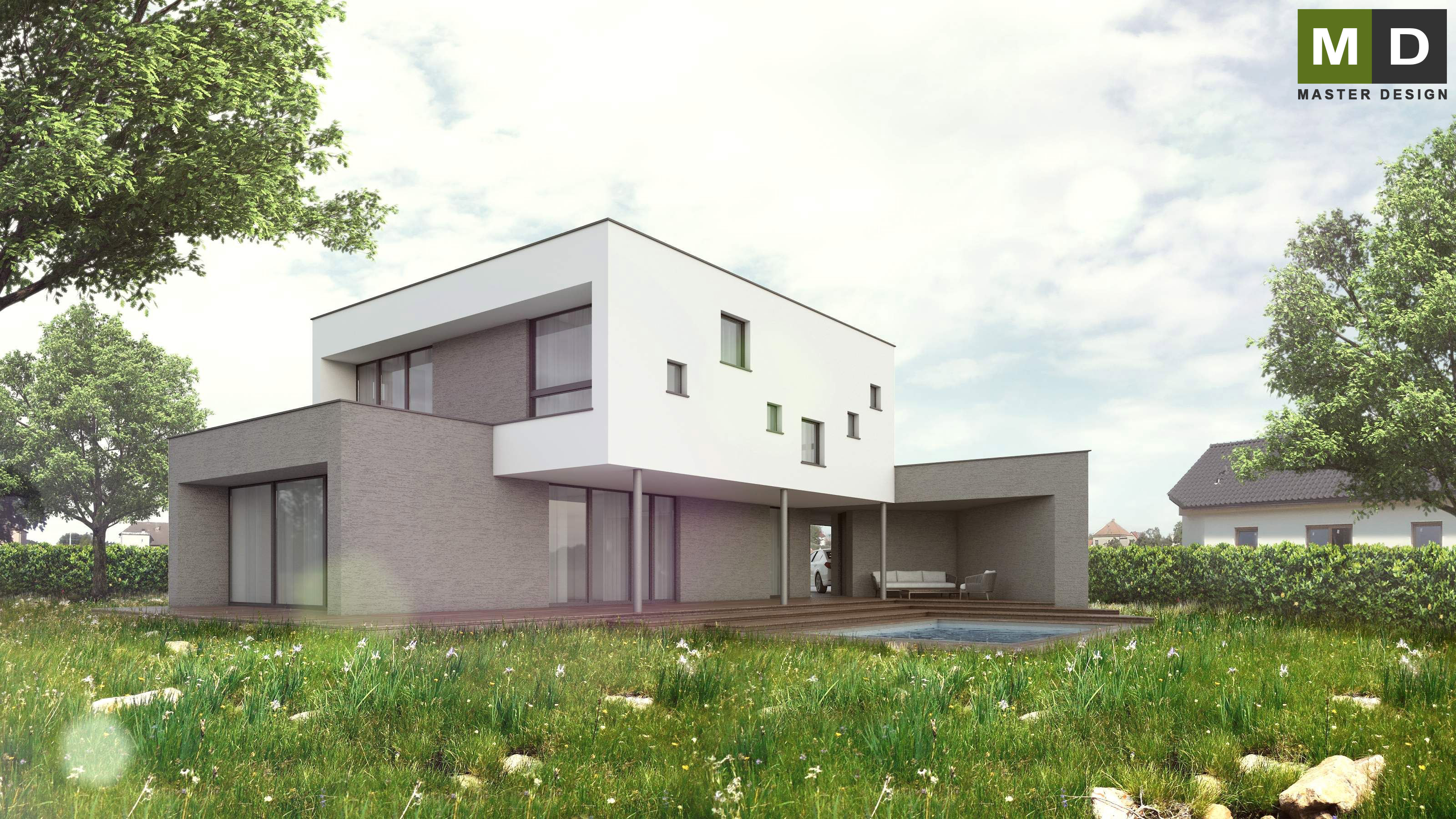 Modern economic house made of containers with covered terrace - Lázně Bohdaneč - Vizualizace 1