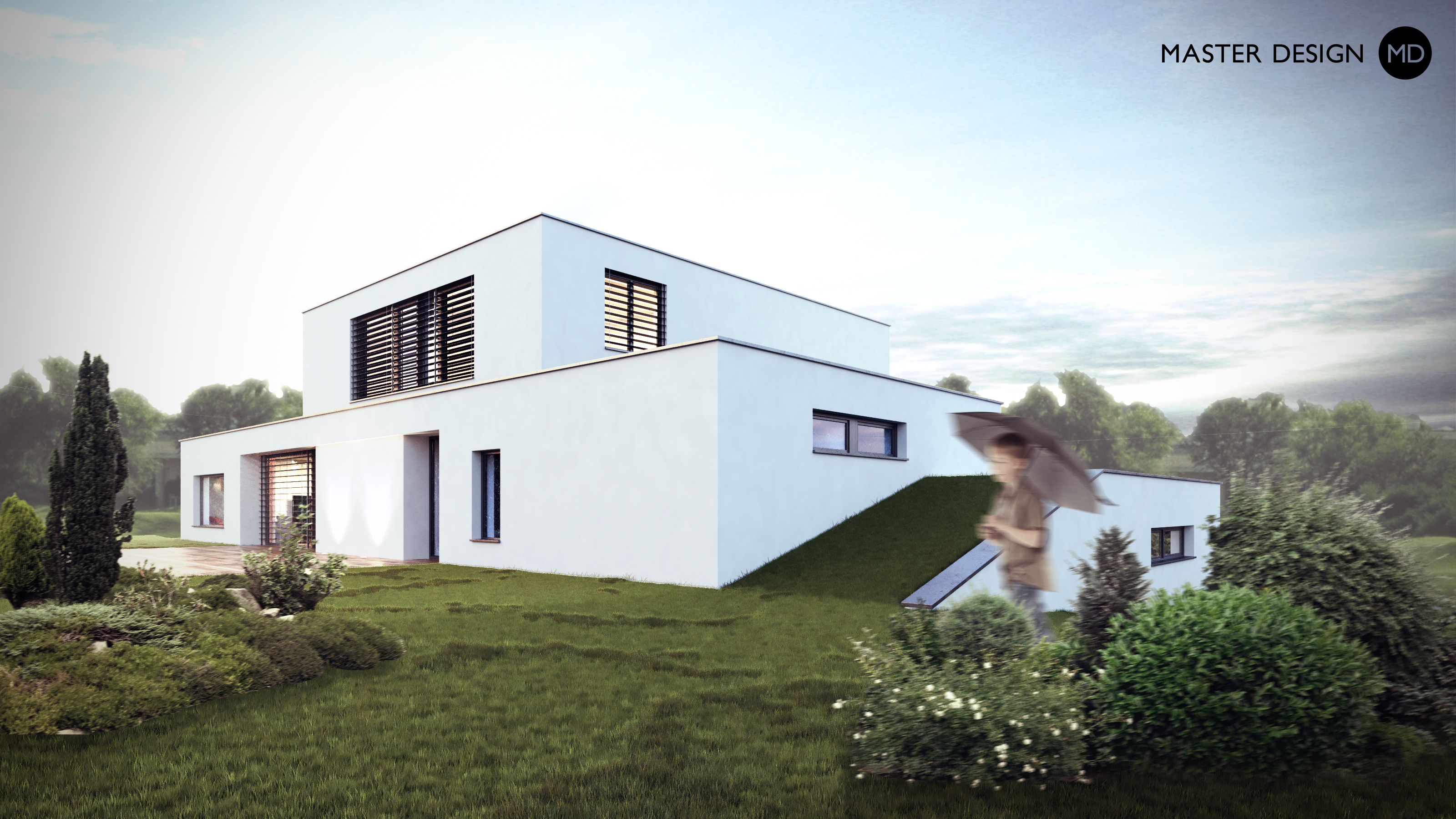 Modern functionalist villa with round window - Vrchoslav - Vizualizace 3
