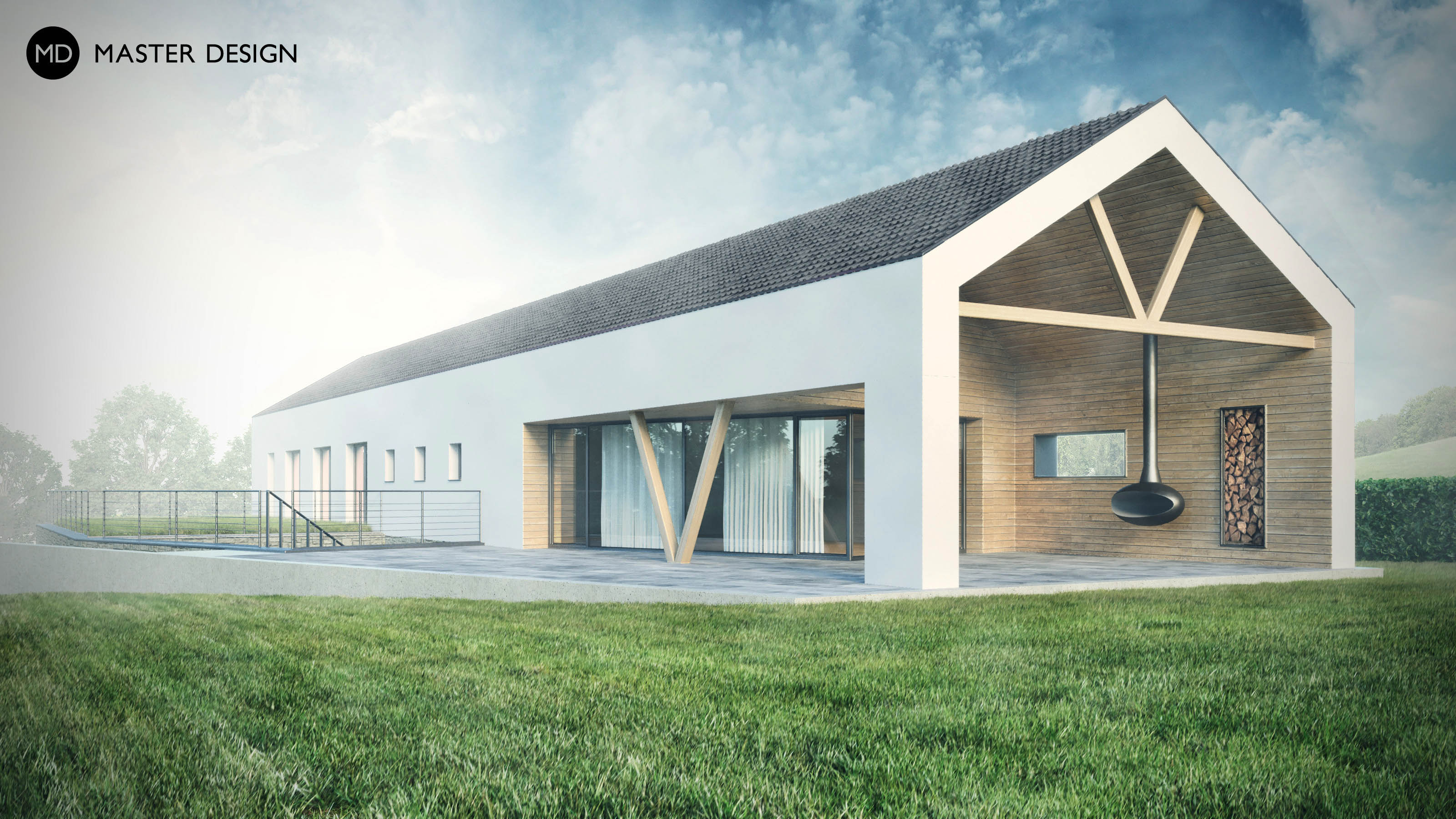 Modern Village House with Wellness with Recessed Atrium – Bruntál - Vizualizace 1