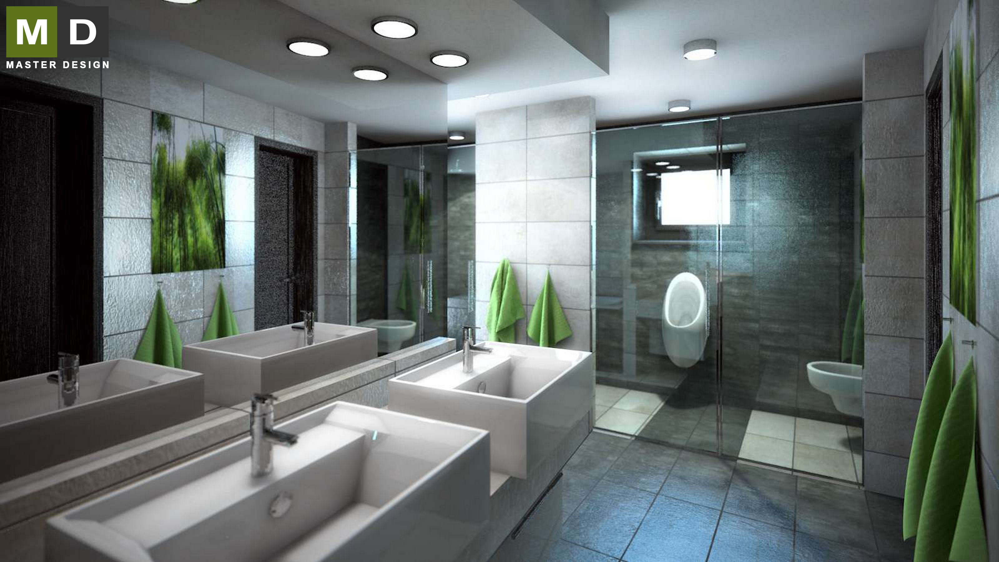 Interiéry koupelen pro rodinný dům - Pstruží - Vizualizace 1