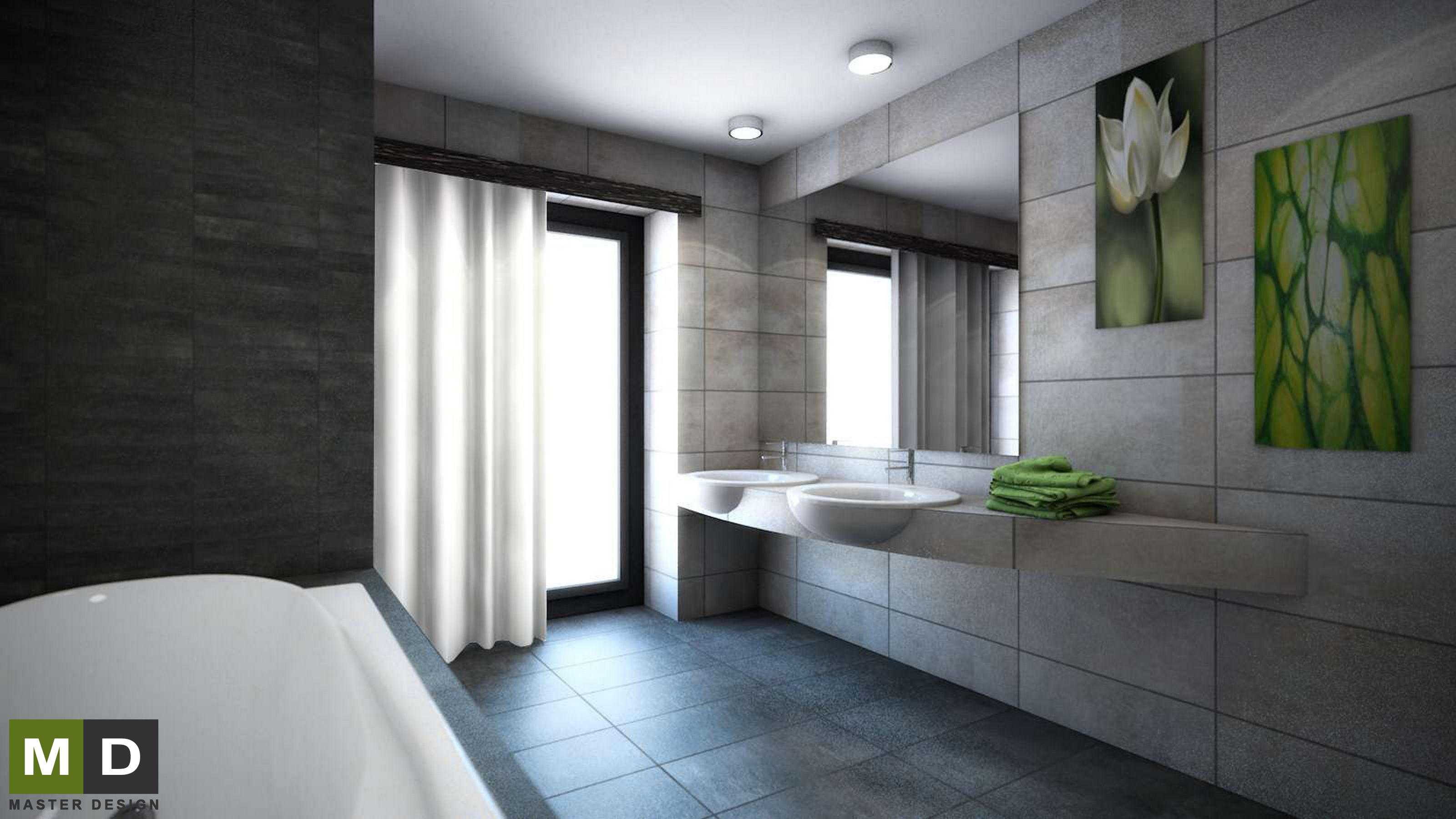 Interiéry koupelen pro rodinný dům - Pstruží - Vizualizace 2