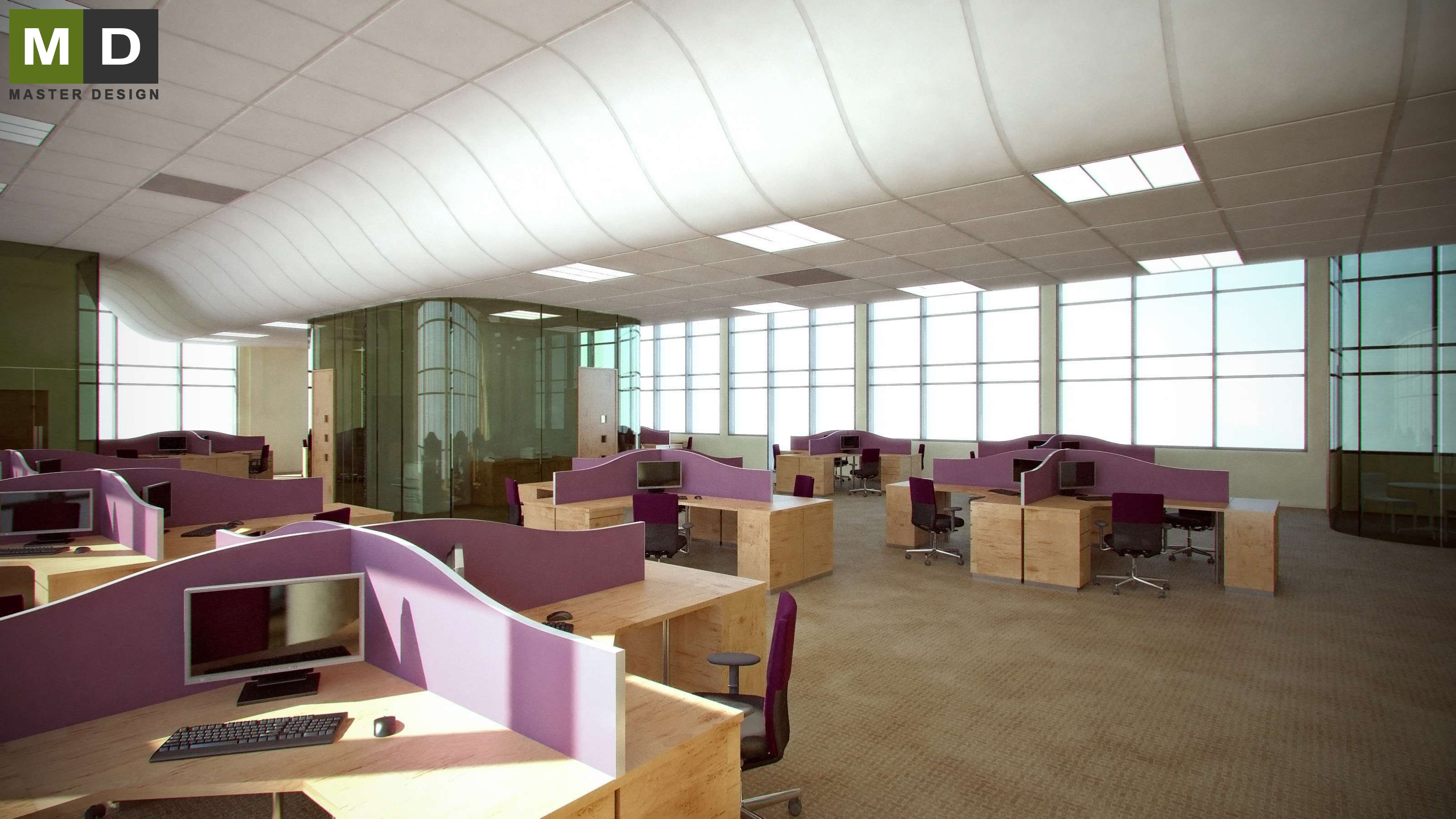 Návrh interiéru openspace kanceláří - Anglie - Vizualizace 1