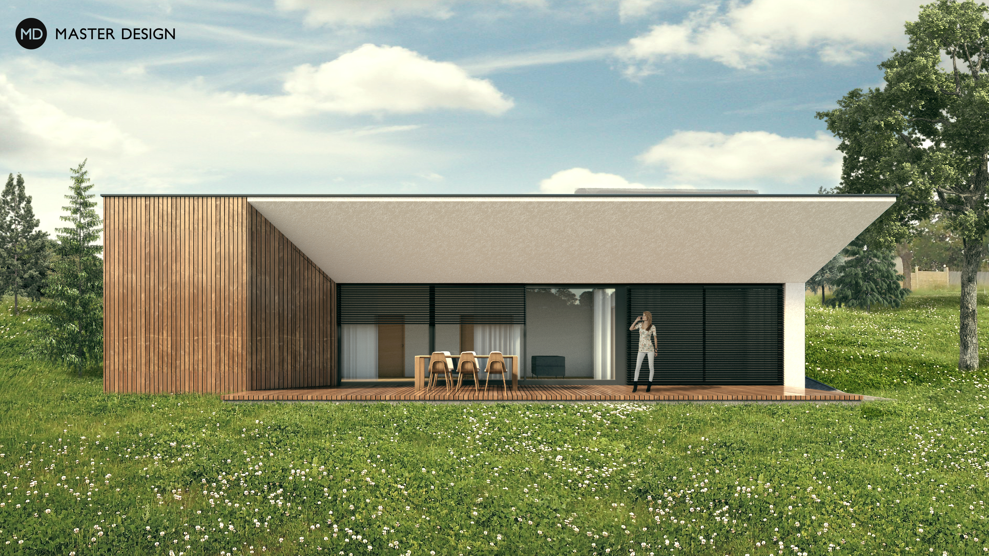 Ojedinělý moderní dům pro milovníky sportovních aut s designovým krytým stáním - Benice u Prahy - Vizualizace 2