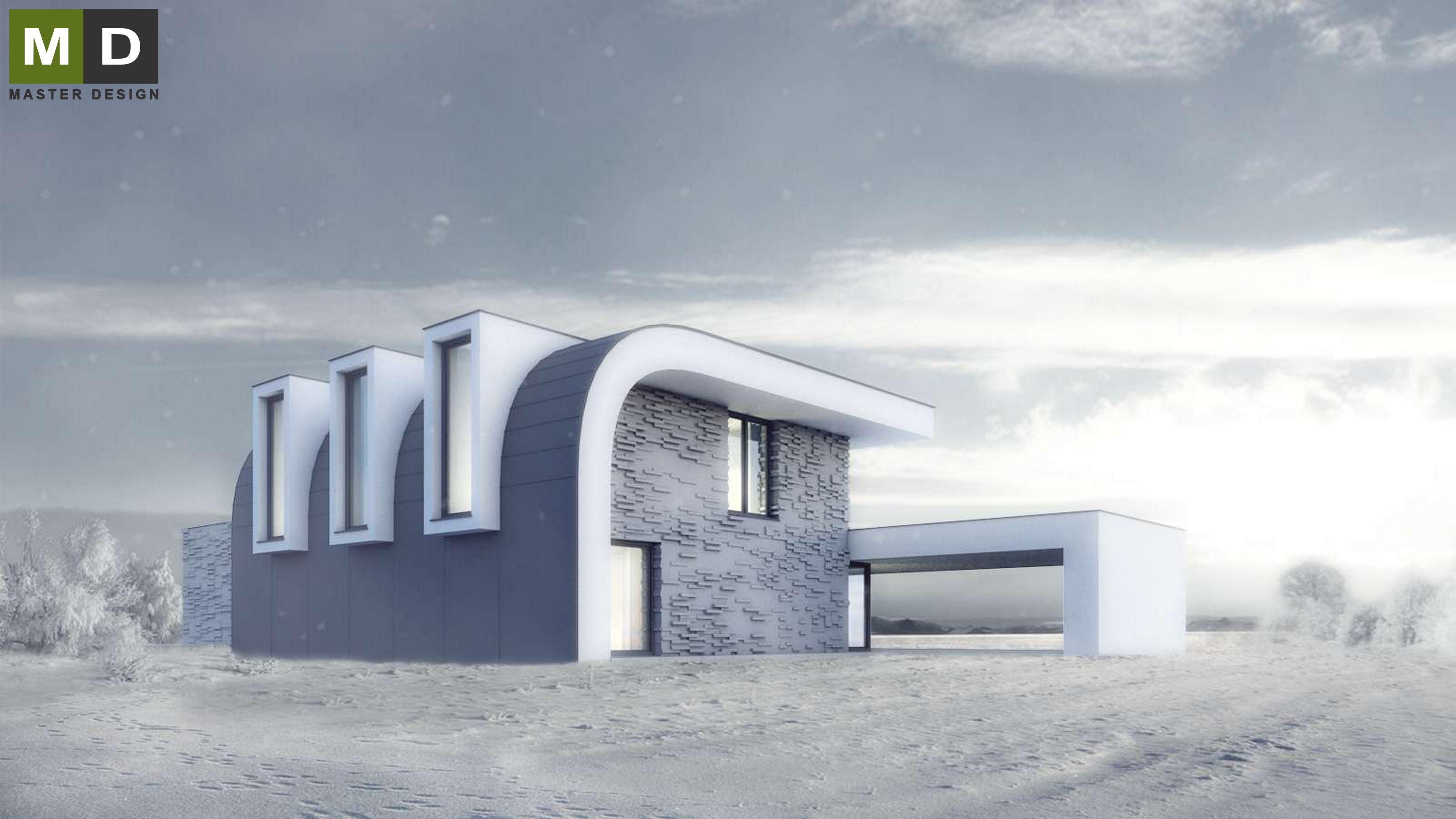Luxury low energy house with curved roof - Kunratice - Vizualizace 3