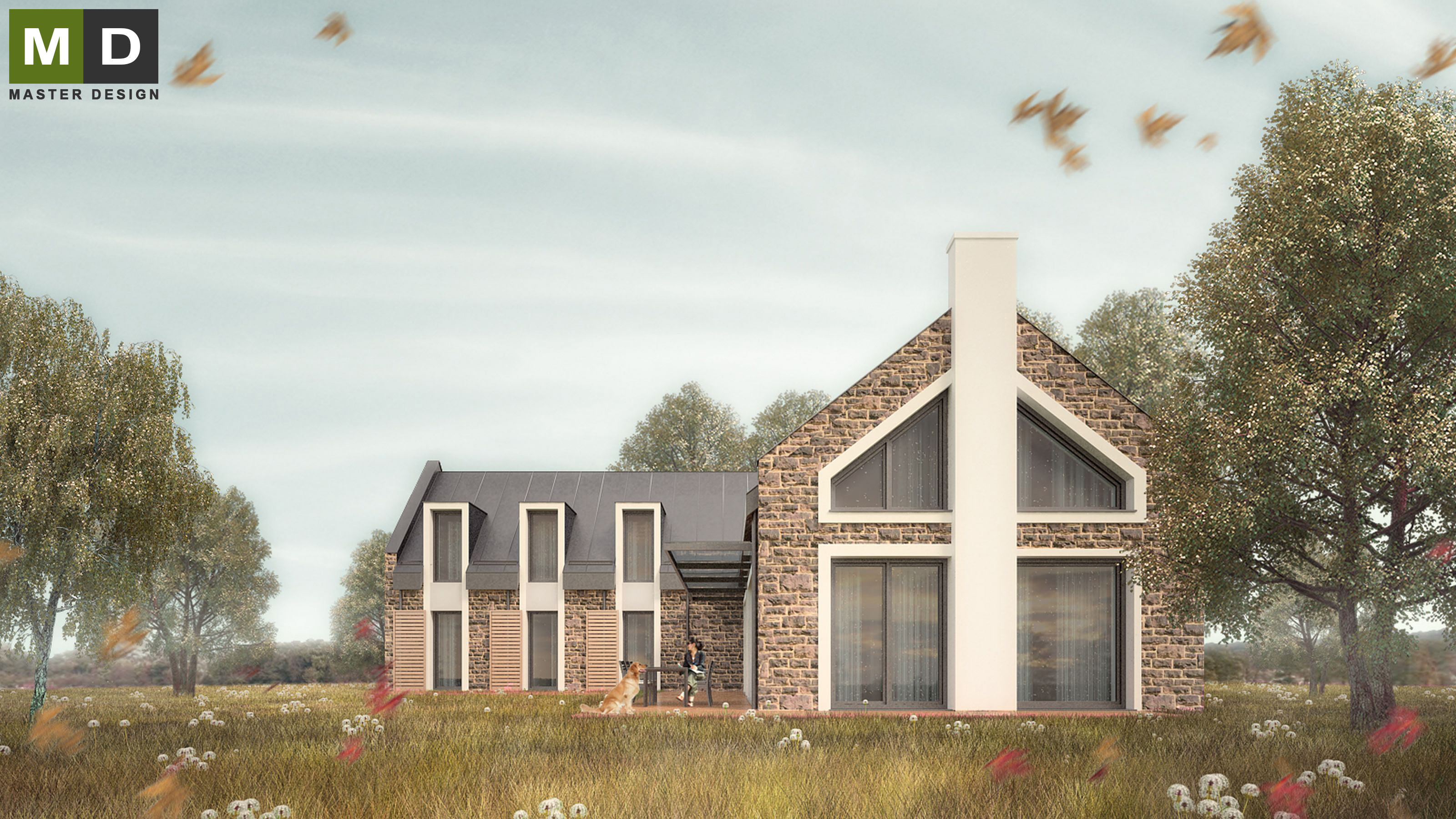 Luxury house with attic and stone facing - Hrabová - Vizualizace 2